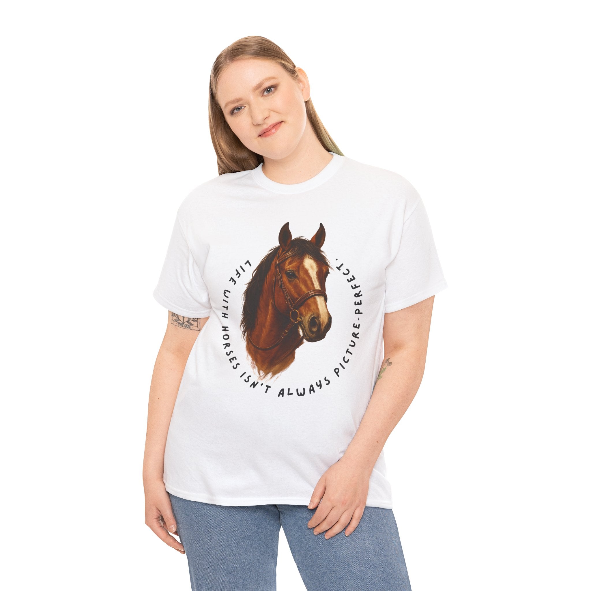 "Life with Horses Isn't Always Picture Perfect" Graphic Tee | Funny Equestrian T-Shirt