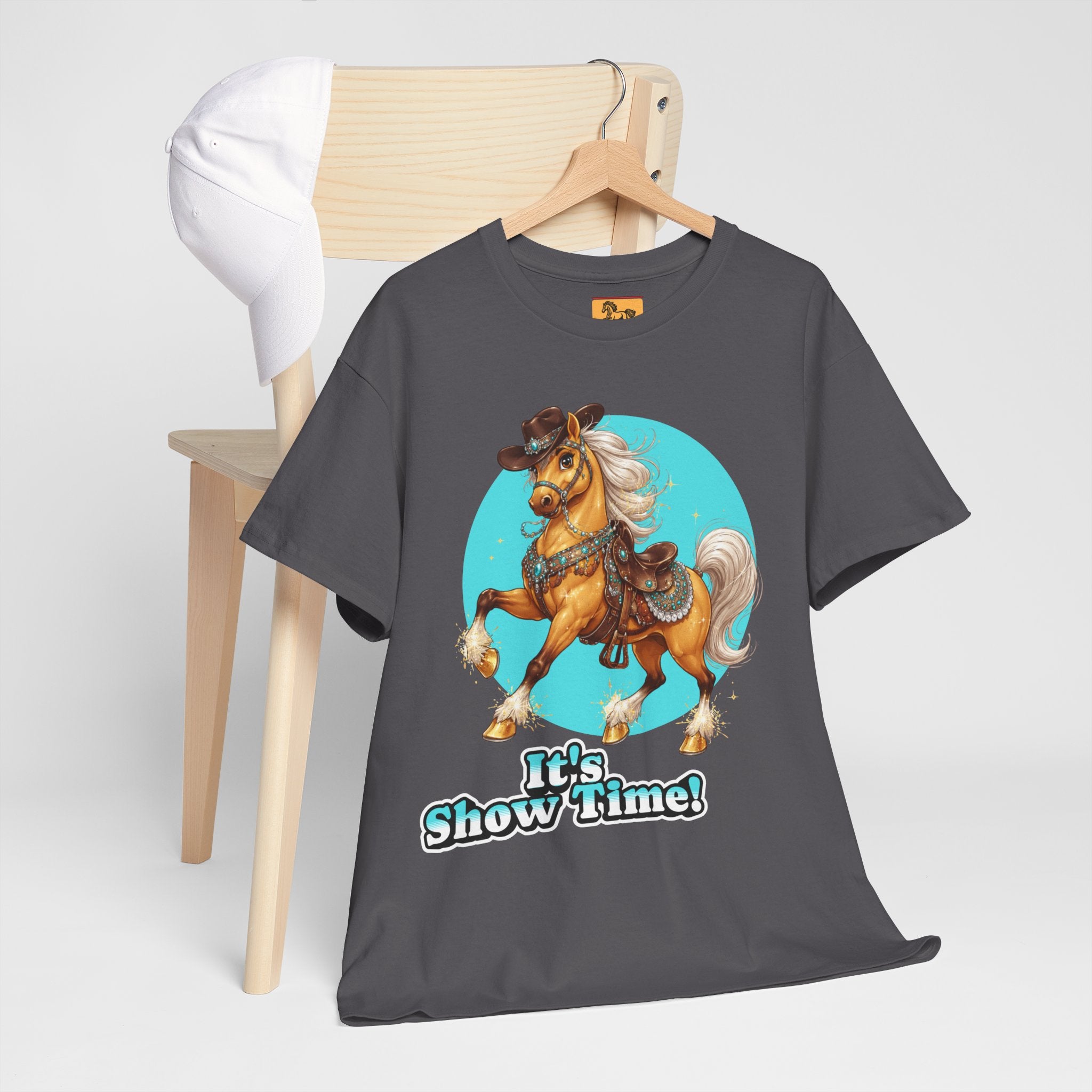 "It's Show Time!" Equestrian T-Shirt | Large Logo Horse Fun Graphic Tee