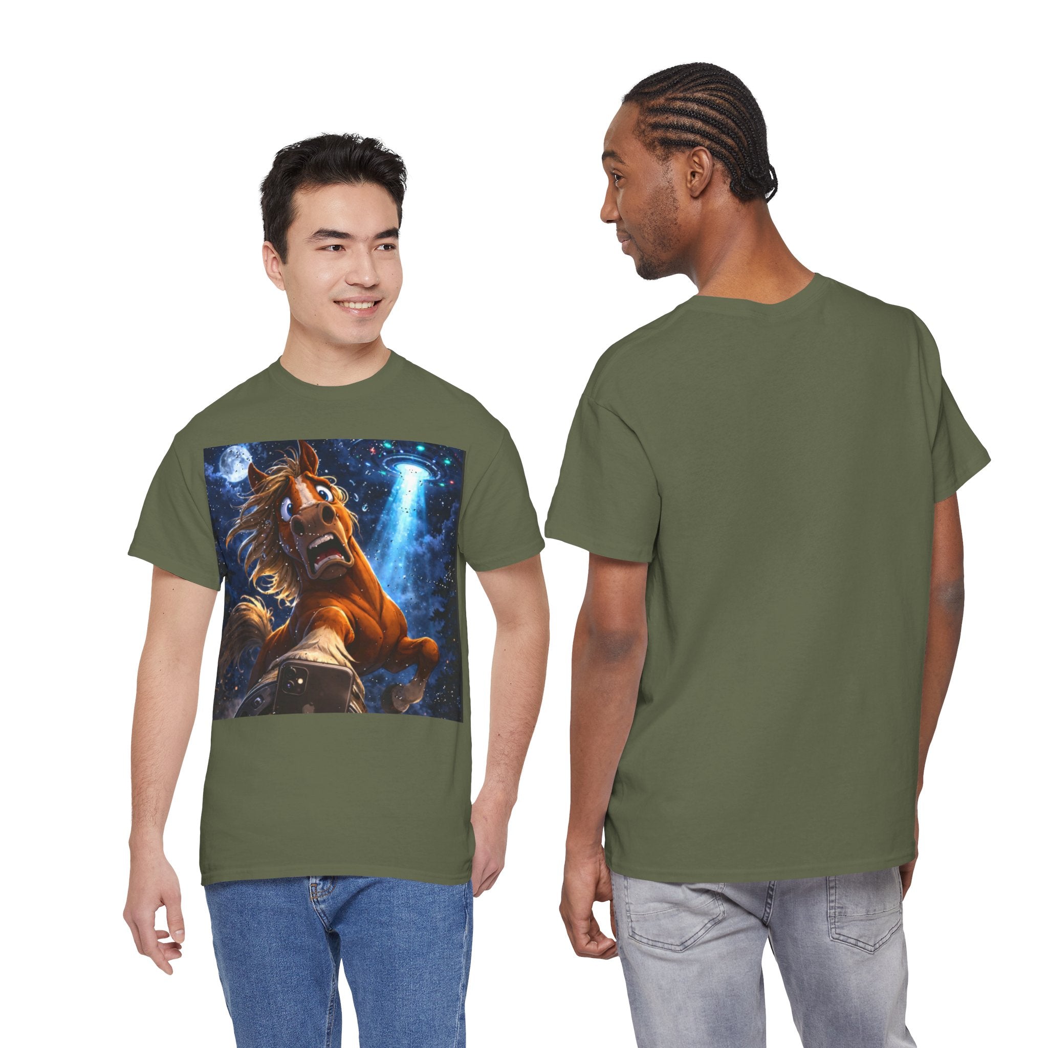 Horse Selfie Surreal Graphic T-Shirt | Funny "Hay There" Horse Art Tee