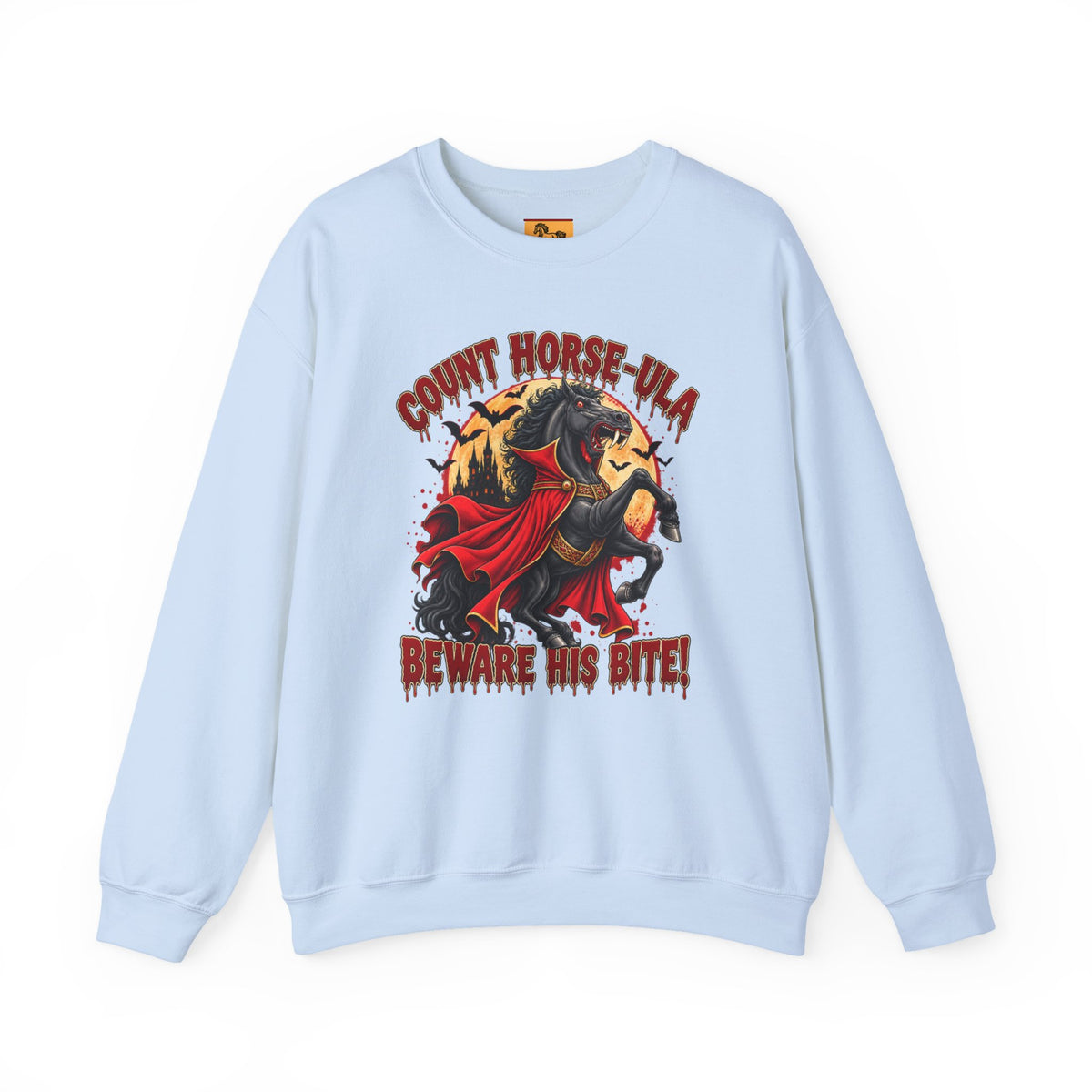 Count Horse-ula Halloween Sweatshirt Vampire Horse Crewneck, Beware His Bite