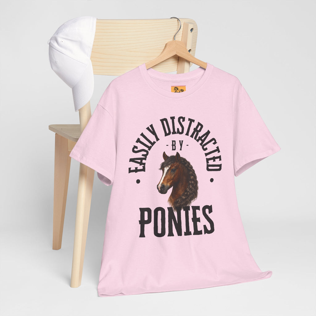 "Easily Distracted by Ponies" Equestrian T-Shirt | Funny Horse Lover Tee