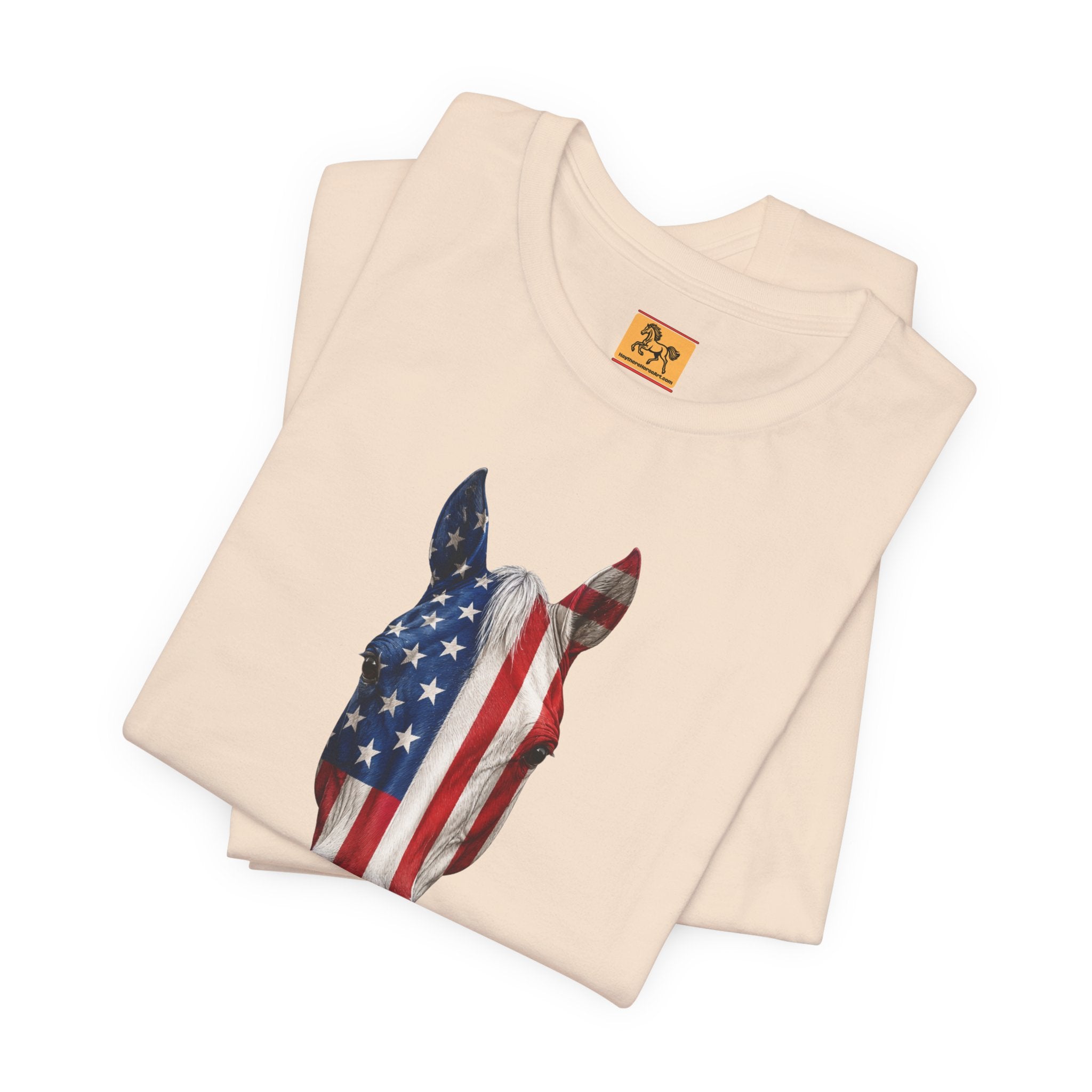American Flag Horse Head Tee | Patriotic Equestrian T-Shirt for 4th of July