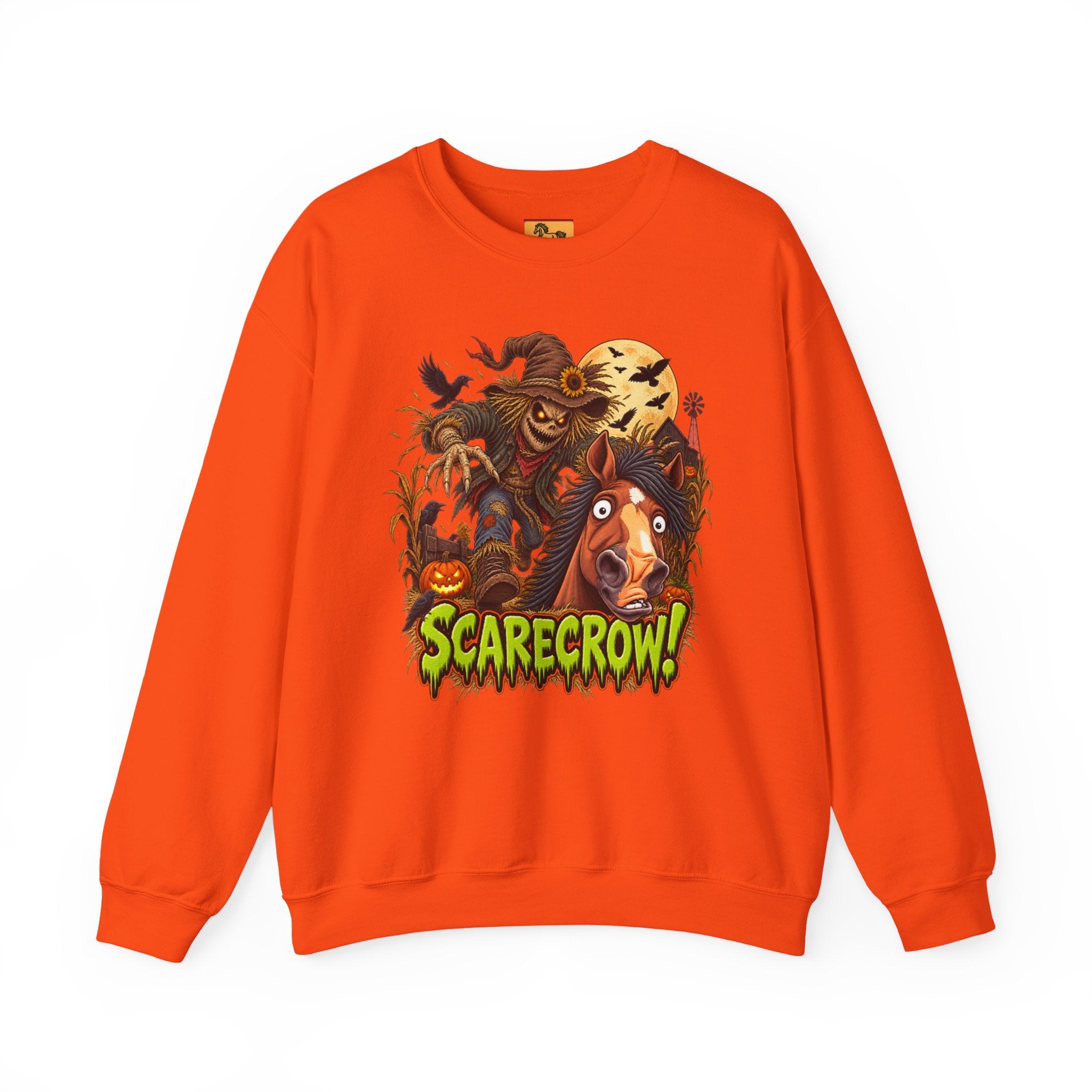 Scarecrow! Spooky Horse Halloween Sweatshirt, Funny Haunted Pony Crewneck