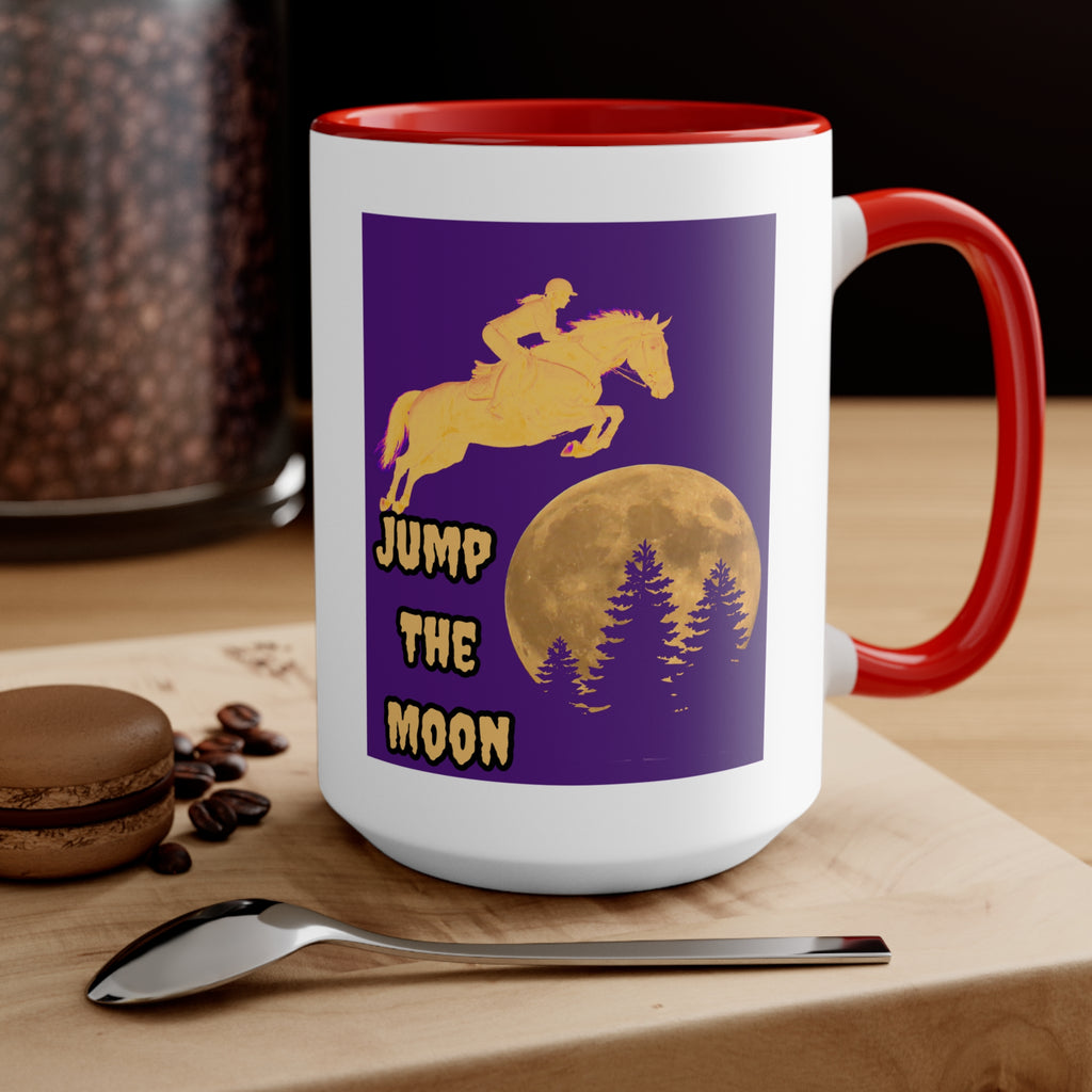 "Jump the Moon" Accent Mug — Equestrian Themed Mug