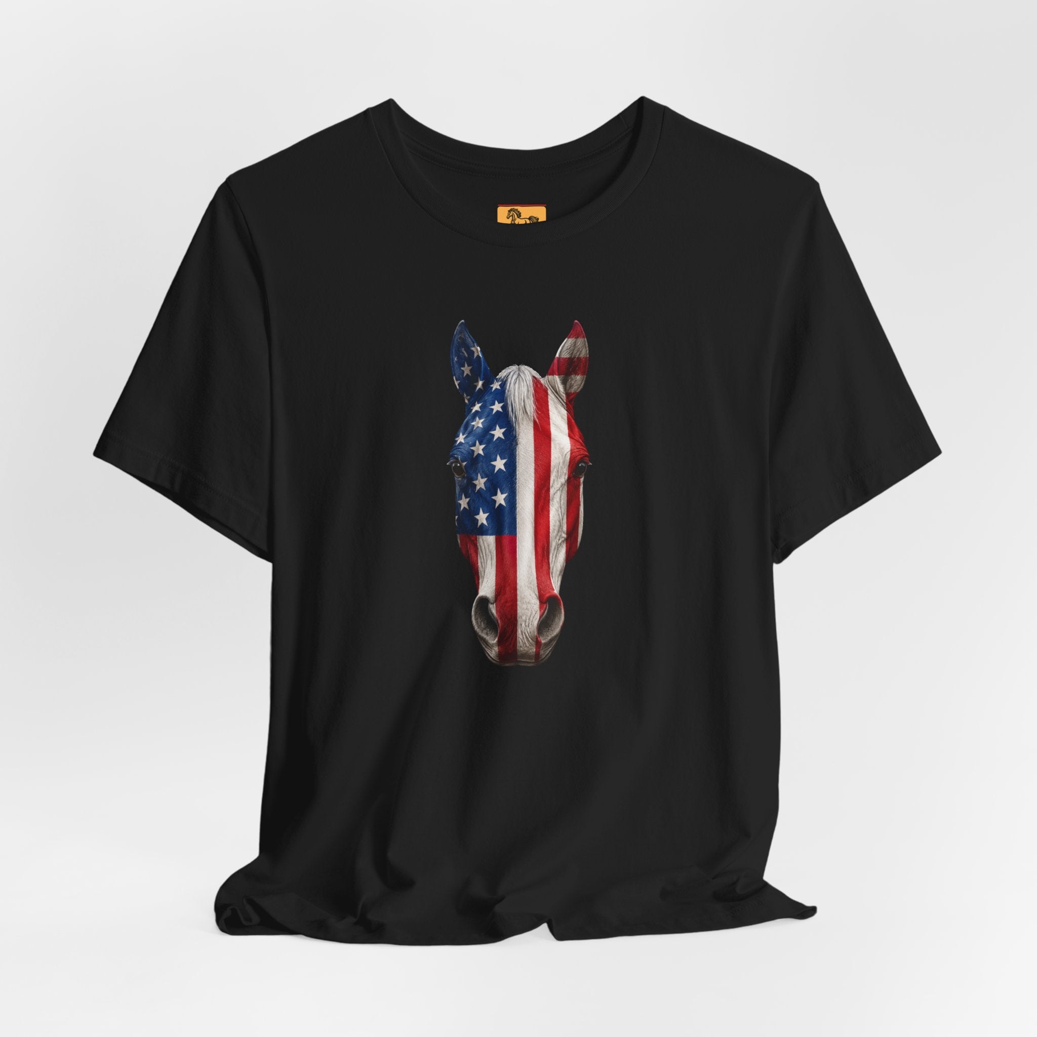 American Flag Horse Head Tee | Patriotic Equestrian T-Shirt for 4th of July