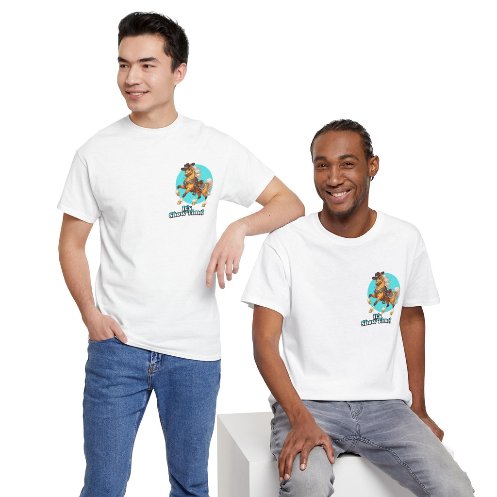 "It's Show Time!" Equestrian T-Shirt | Small Logo Horse Show Graphic Tee
