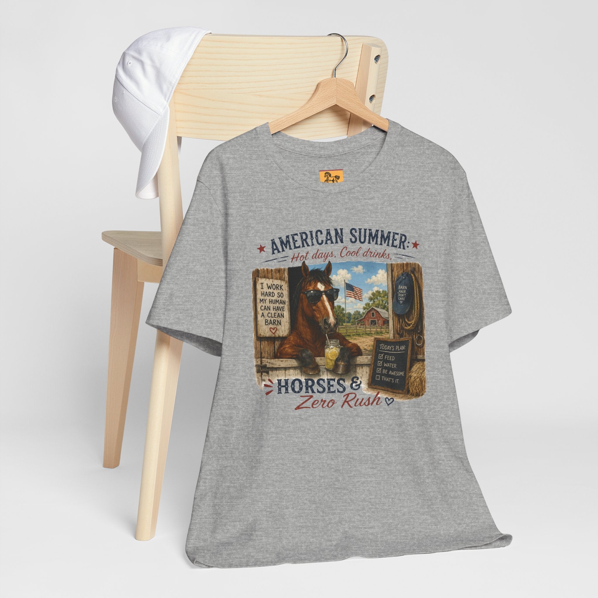 American Summer Horses T-Shirt | "Horses & Zero Rush" Vintage Farm Tee