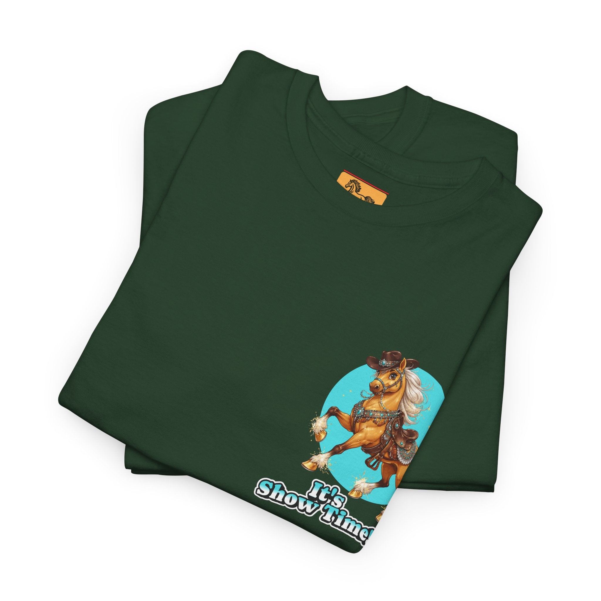 "It's Show Time!" Equestrian T-Shirt | Small Logo Horse Show Graphic Tee