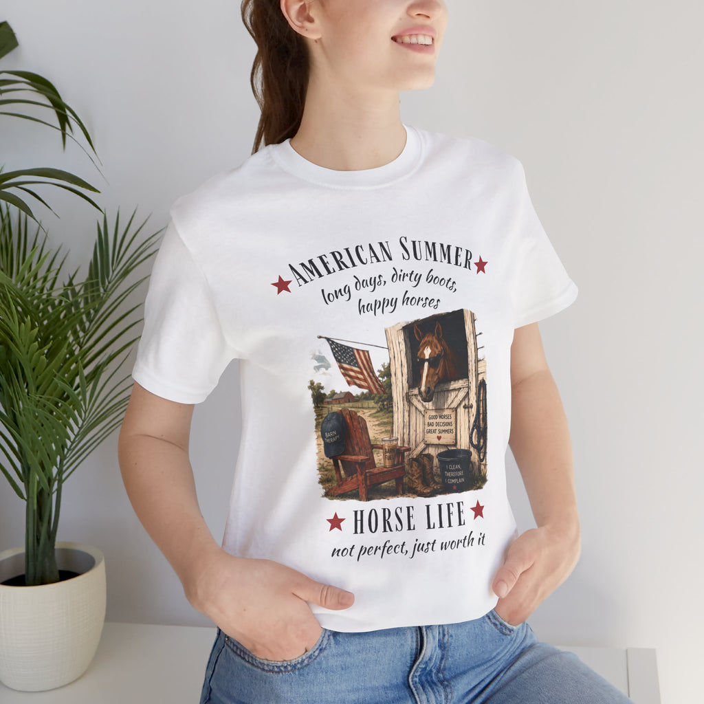 Horse Life American Summer T-Shirt | Rustic Equestrian Vintage Tee