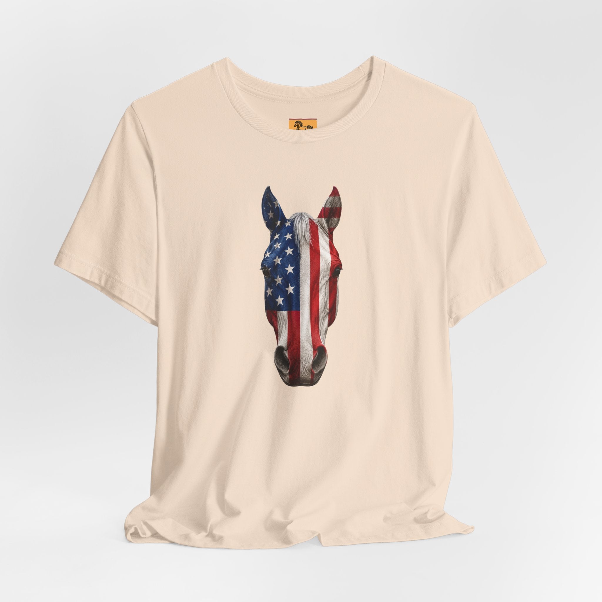 American Flag Horse Head Tee | Patriotic Equestrian T-Shirt for 4th of July