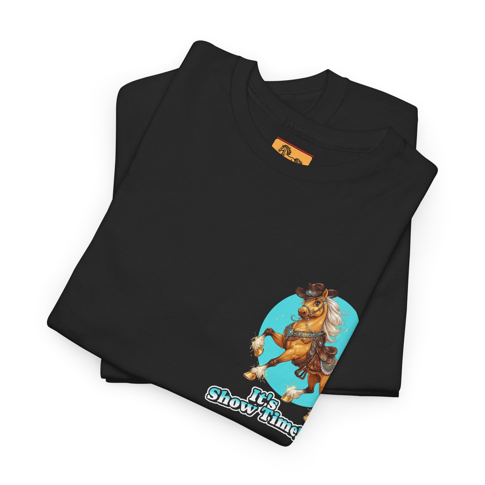 "It's Show Time!" Equestrian T-Shirt | Small Logo Horse Show Graphic Tee