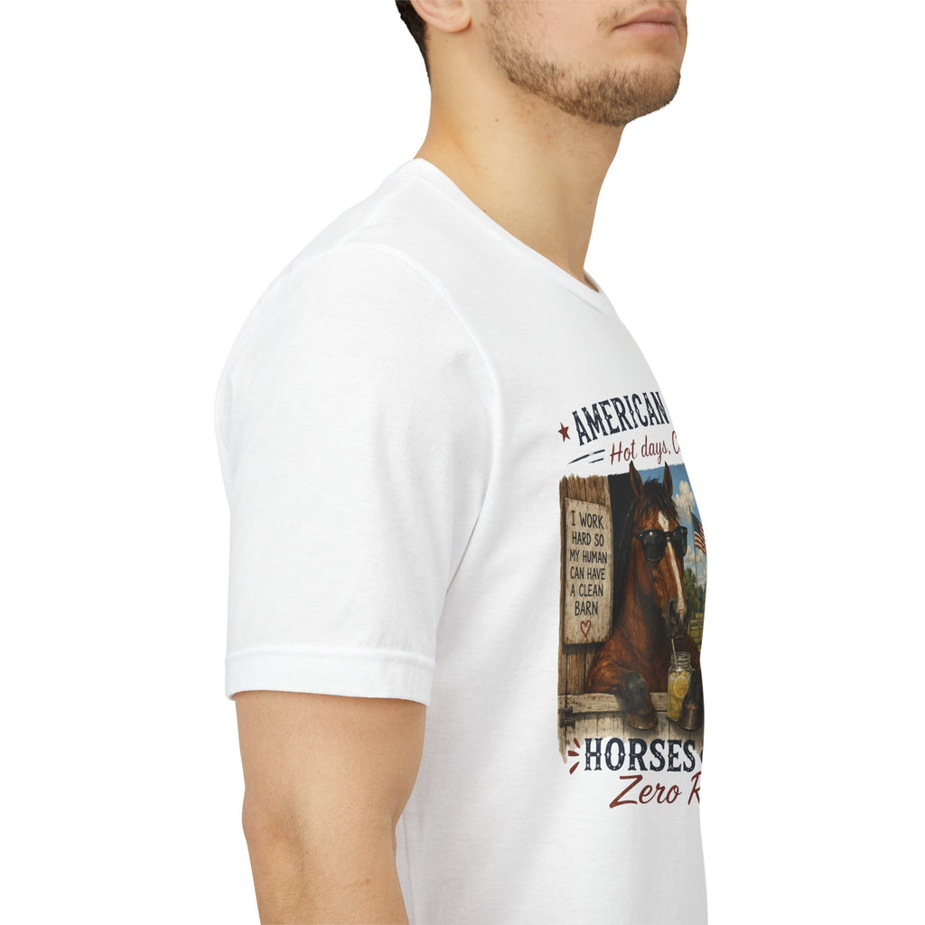 American Summer Horses T-Shirt | "Horses & Zero Rush" Vintage Farm Tee