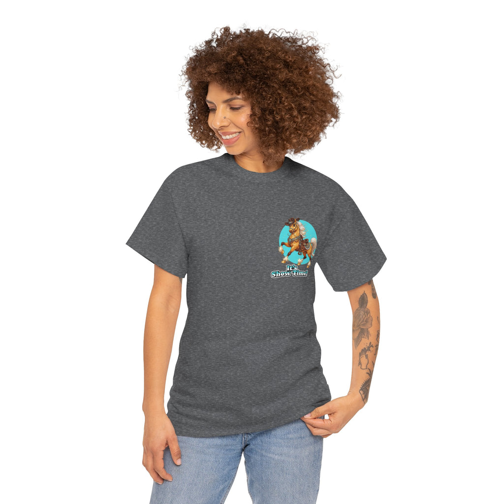 "It's Show Time!" Equestrian T-Shirt | Small Logo Horse Show Graphic Tee