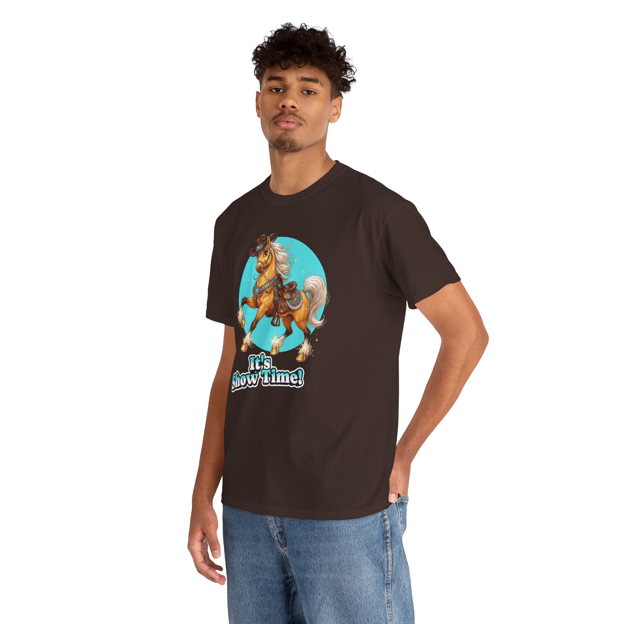 "It's Show Time!" Equestrian T-Shirt Large Logo Horse Fun Graphic Tee