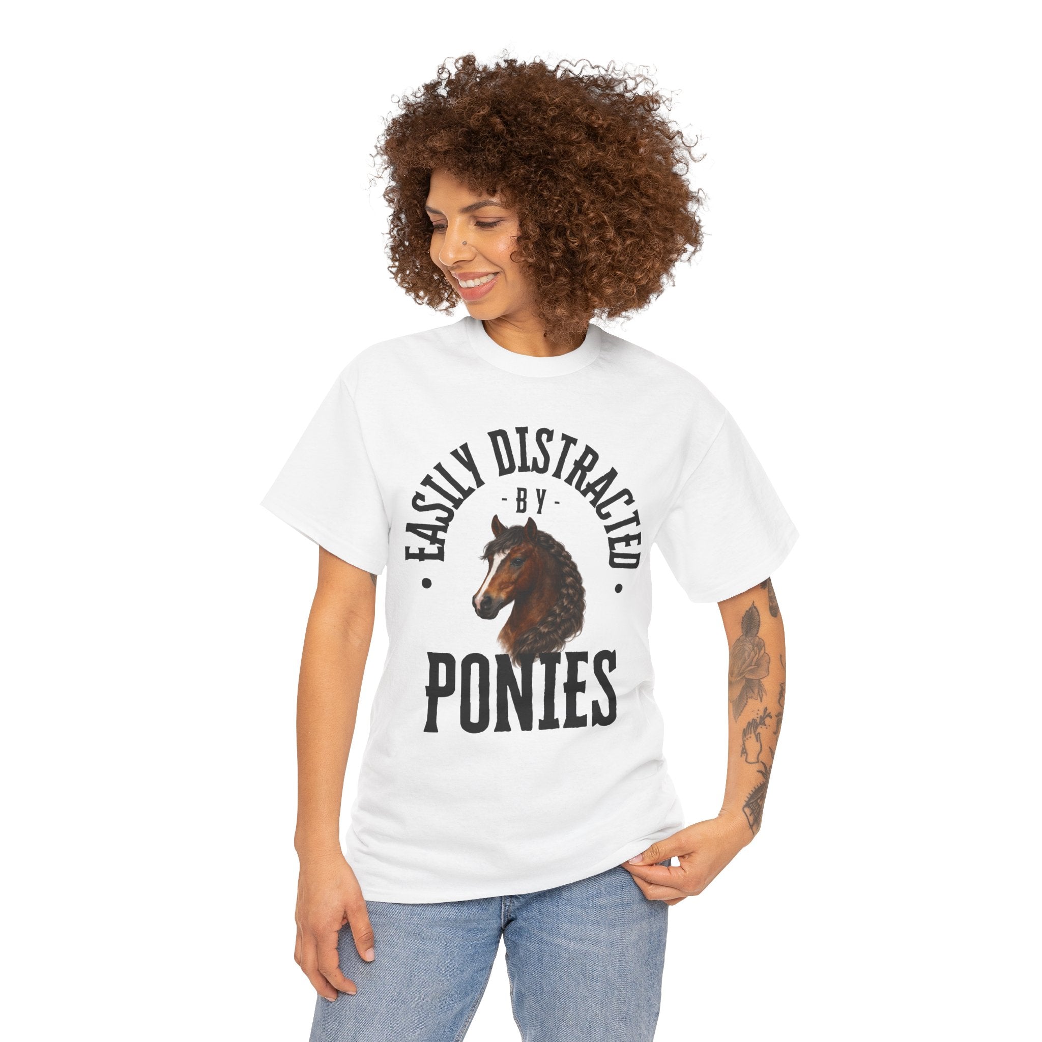 "Easily Distracted by Ponies" Equestrian T-Shirt | Funny Horse Lover Tee