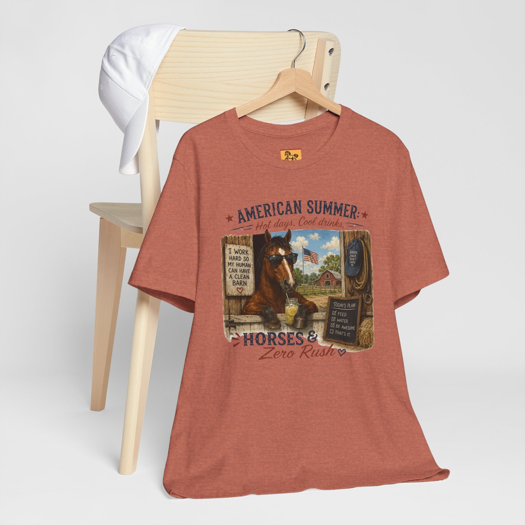American Summer Horses T-Shirt | "Horses & Zero Rush" Vintage Farm Tee