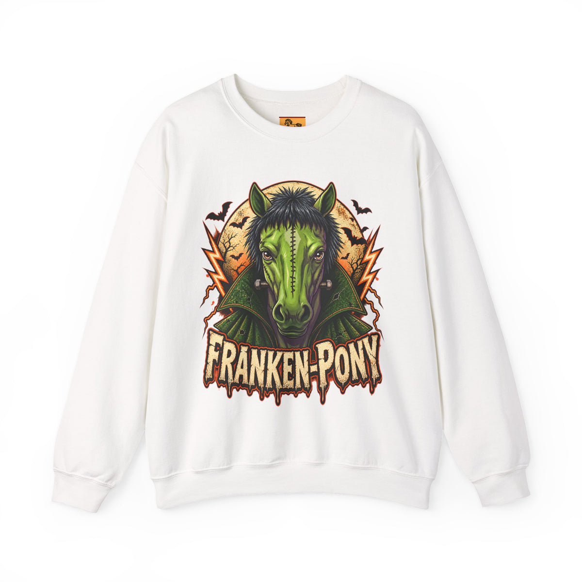 Franken-Pony Halloween Sweatshirt, Mad Science Monster Horse Crewneck