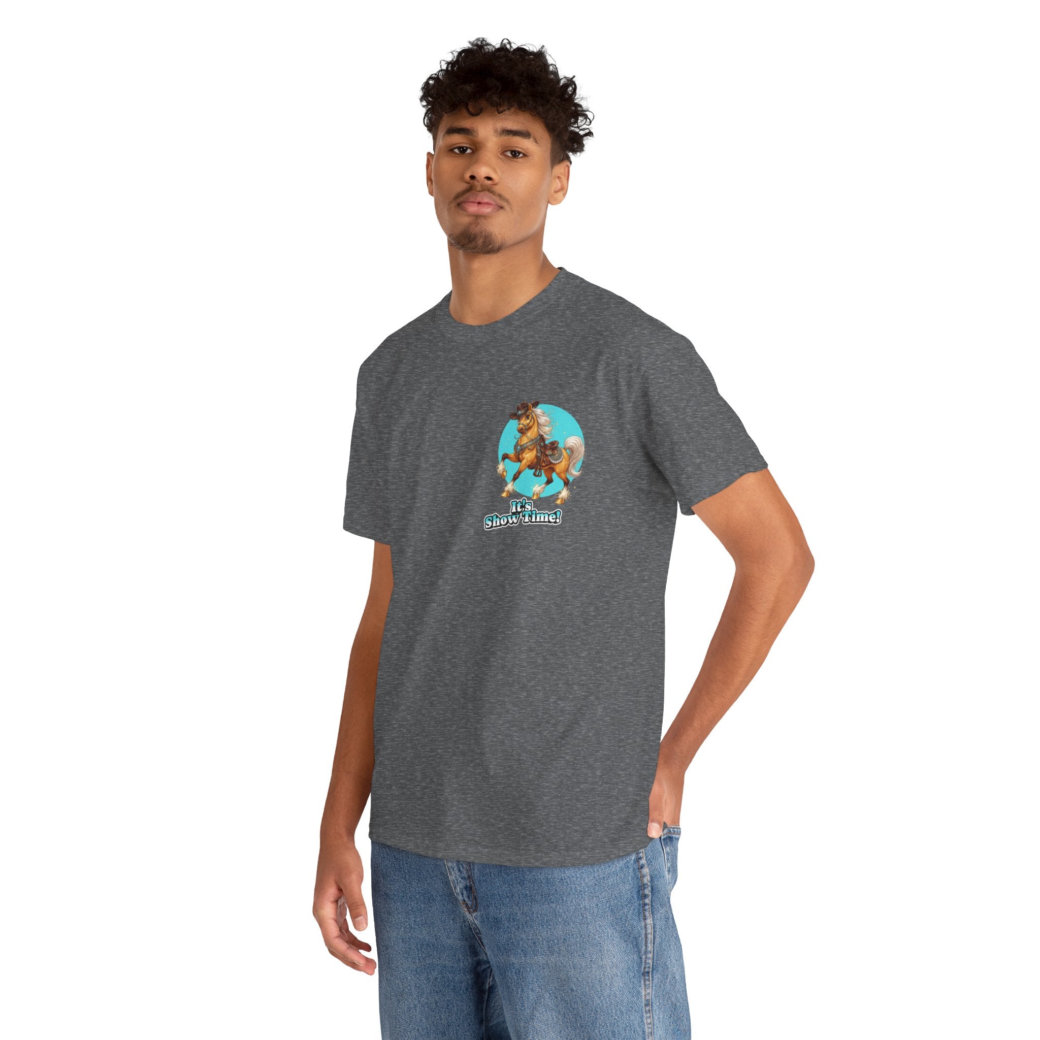 "It's Show Time!" Equestrian T-Shirt | Small Logo Horse Show Graphic Tee