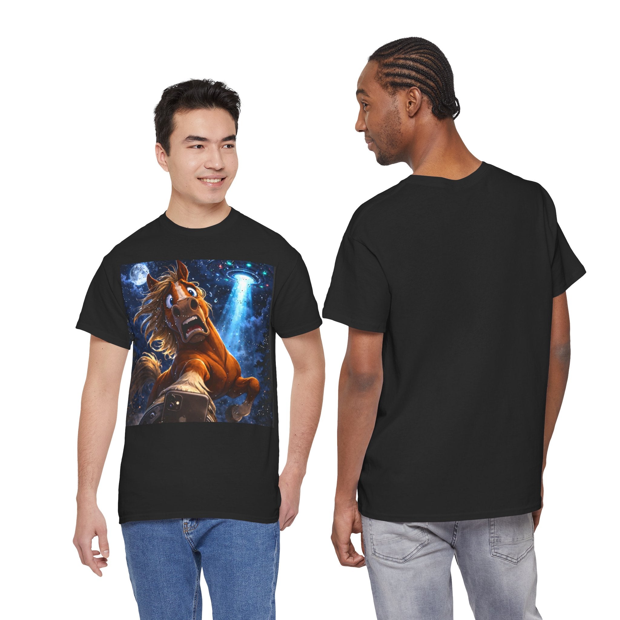 Horse Selfie Surreal Graphic T-Shirt | Funny "Hay There" Horse Art Tee