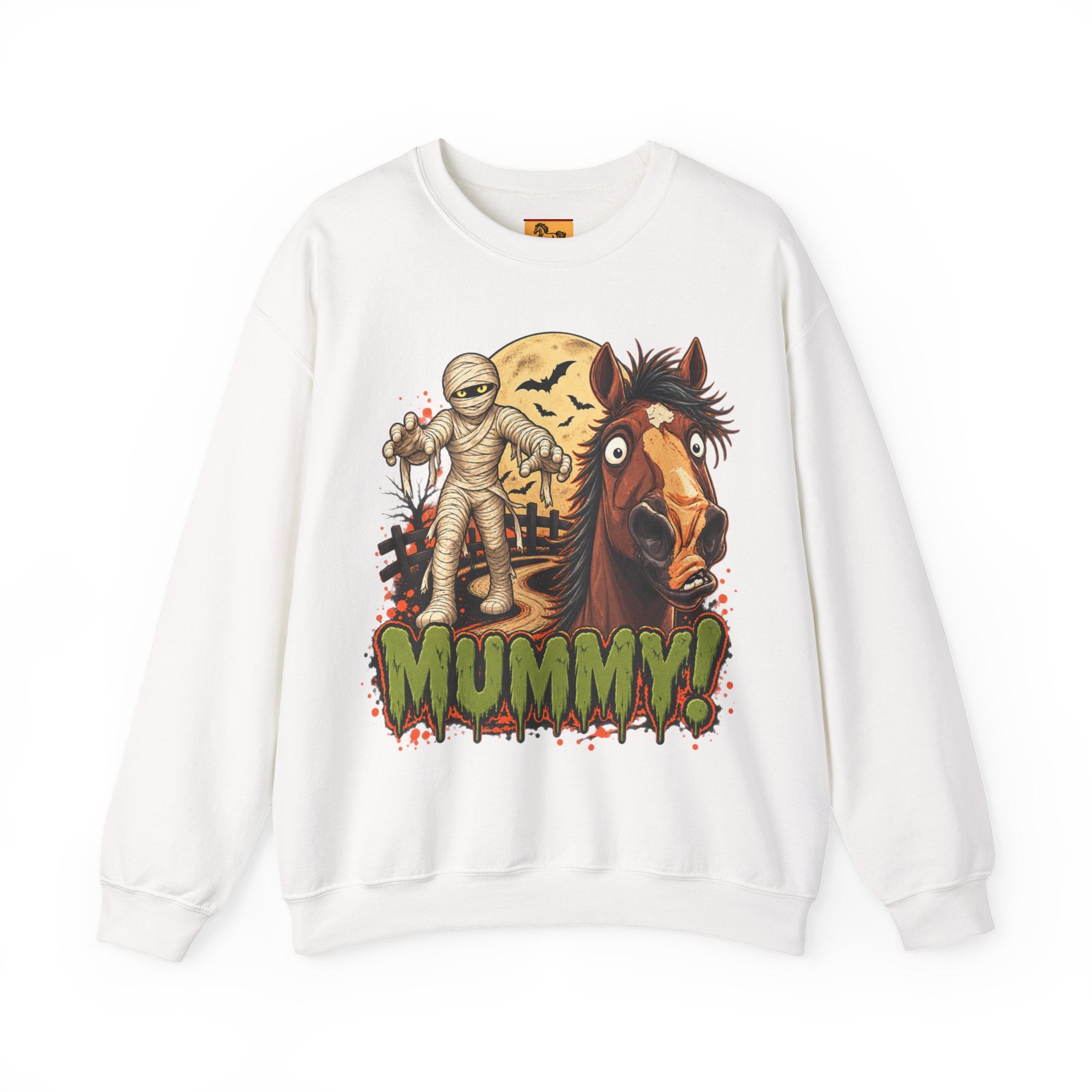 Mummy! Spooky Horse Halloween Sweatshirt Funny Haunted Pony Crewneck