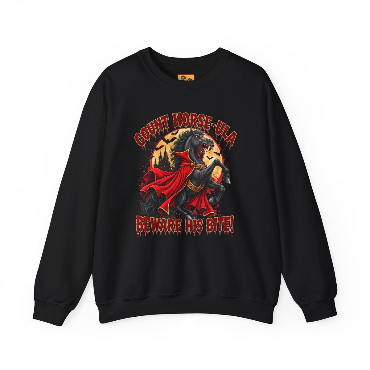 Count Horse-ula Halloween Sweatshirt Vampire Horse Crewneck, Beware His Bite