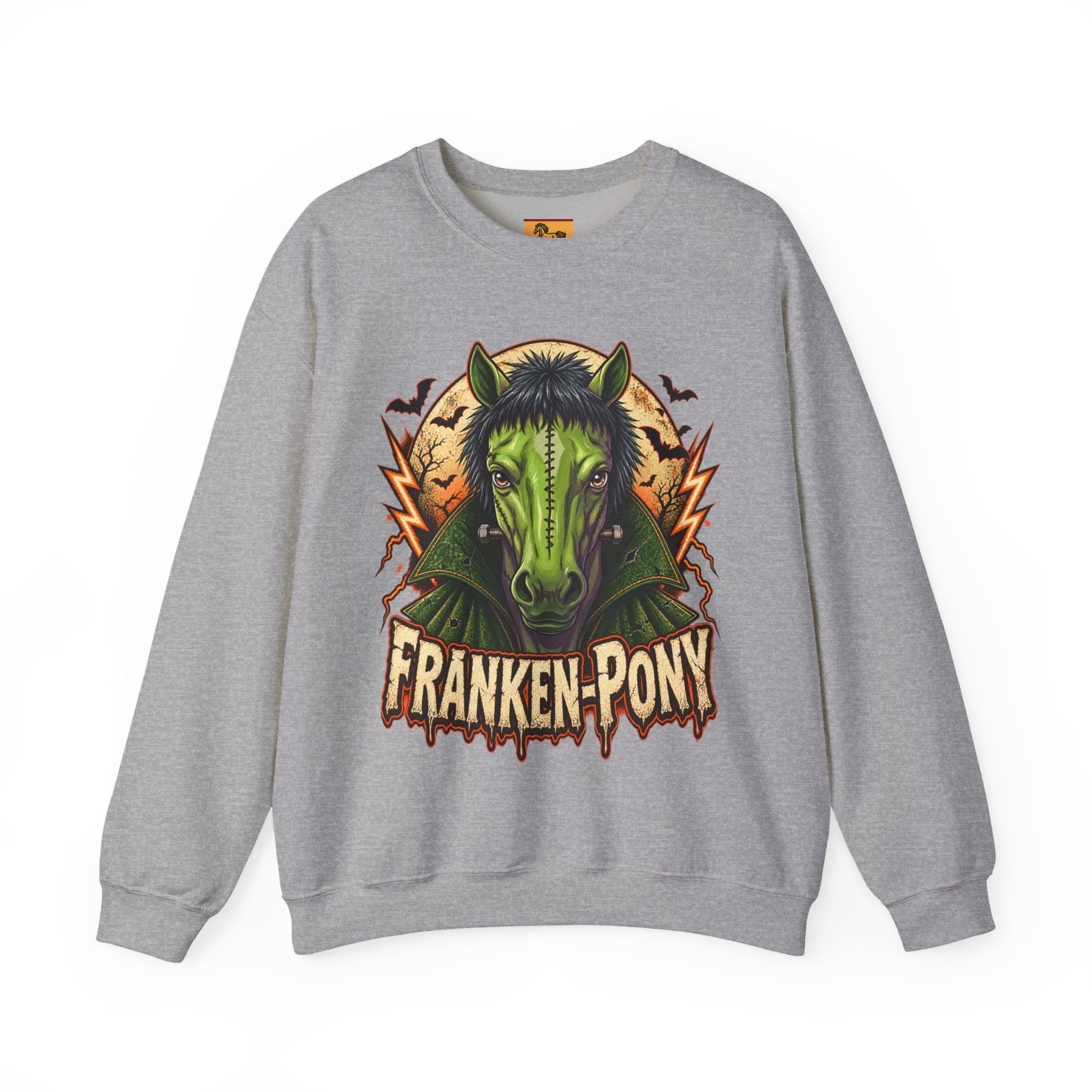 Franken-Pony Halloween Sweatshirt, Mad Science Monster Horse Crewneck