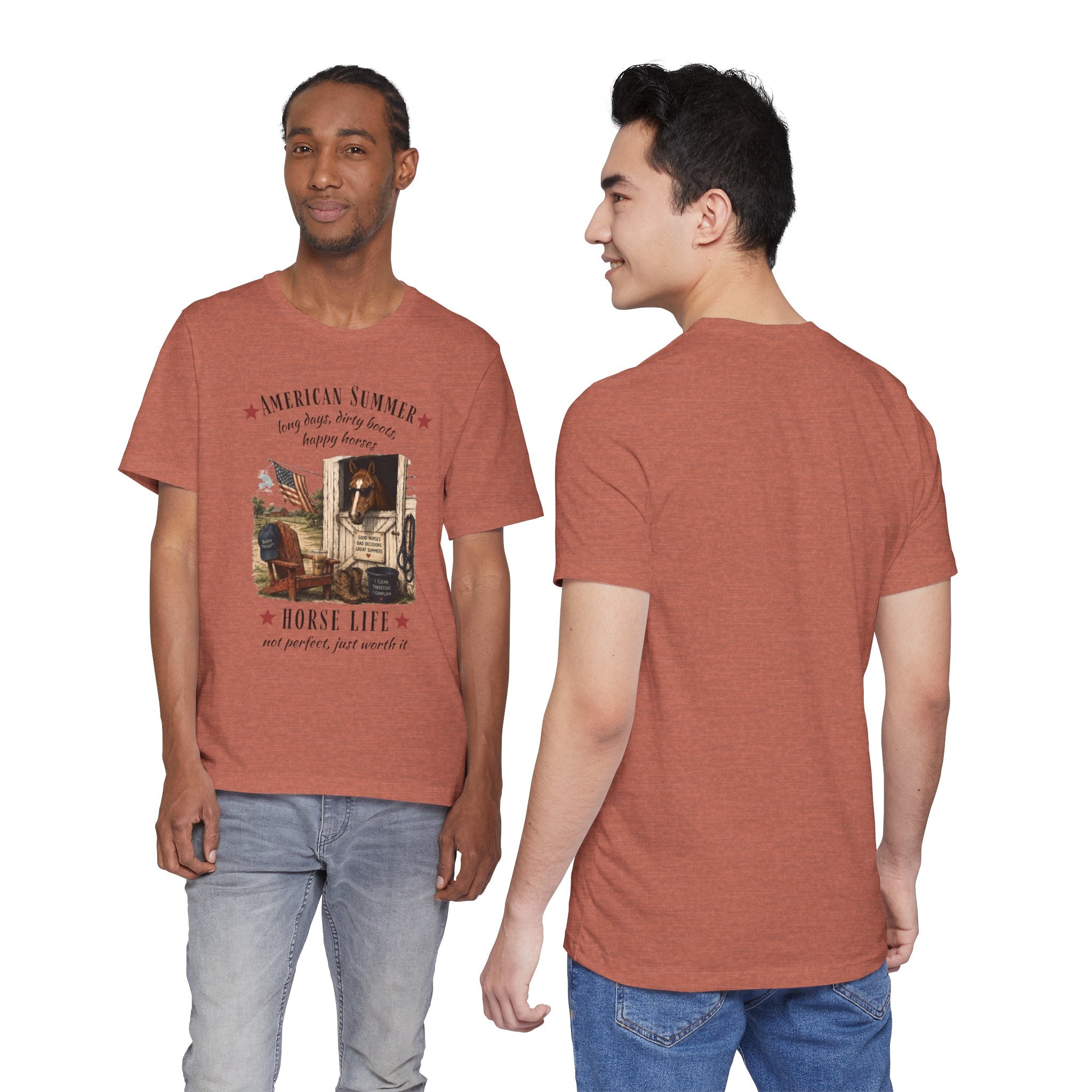 Horse Life American Summer T-Shirt | Rustic Equestrian Vintage Tee