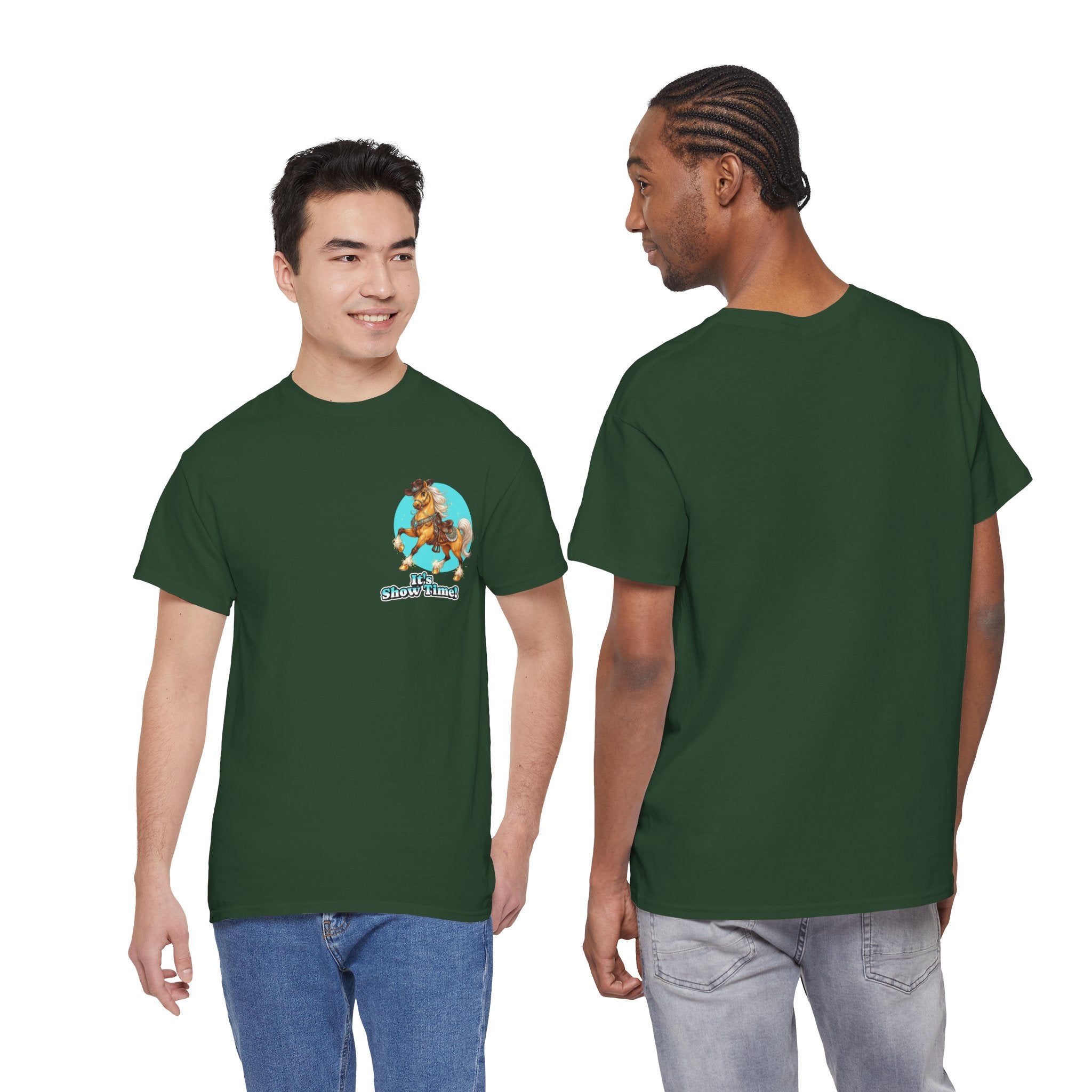 "It's Show Time!" Equestrian T-Shirt | Small Logo Horse Show Graphic Tee