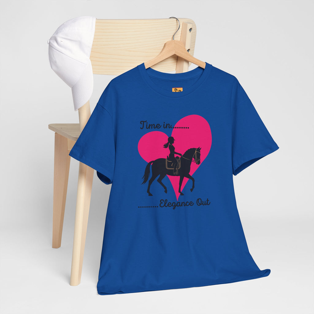Time In, Elegance Out Equestrian T-Shirt Dressage & Horse Training Graphic Heart Tee