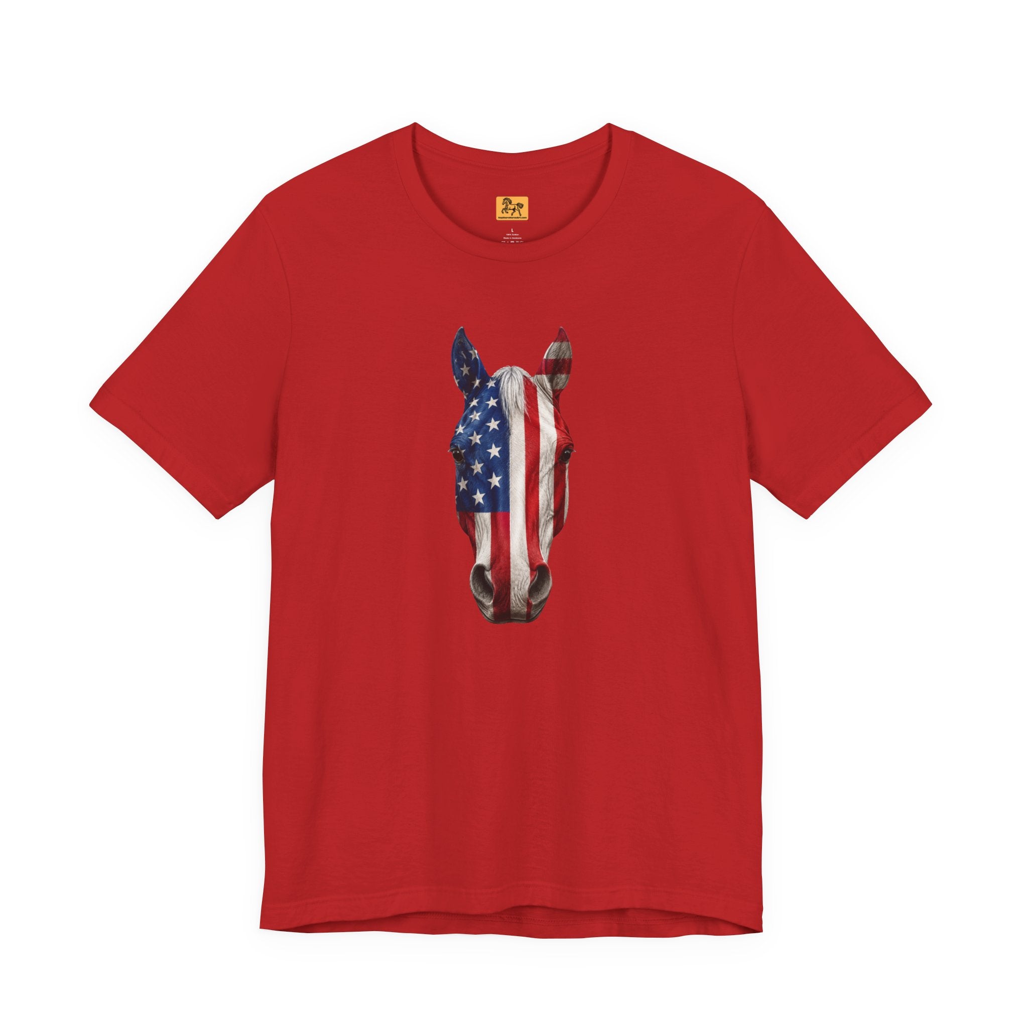 American Flag Horse Head Tee | Patriotic Equestrian T-Shirt for 4th of July
