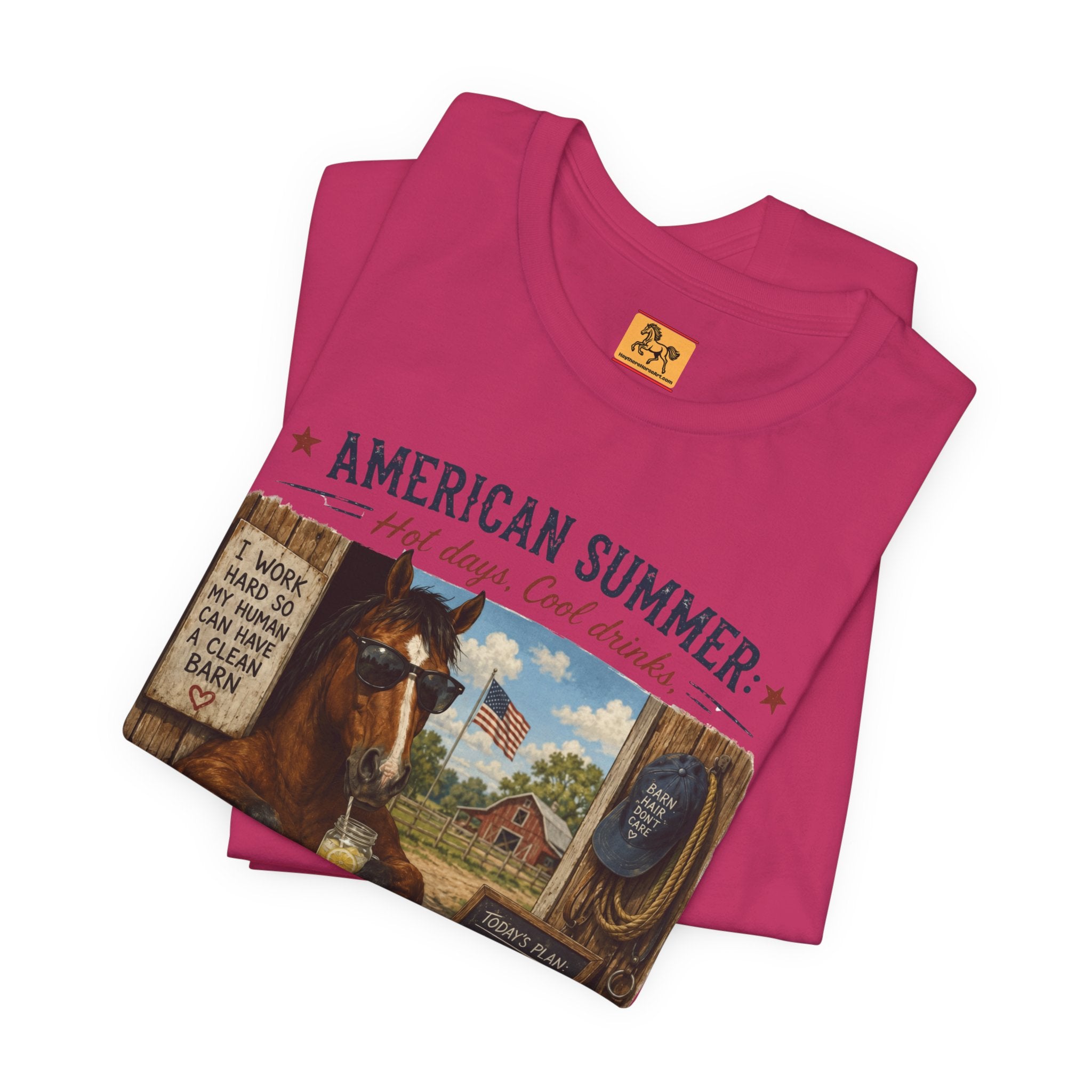 American Summer Horses T-Shirt | "Horses & Zero Rush" Vintage Farm Tee