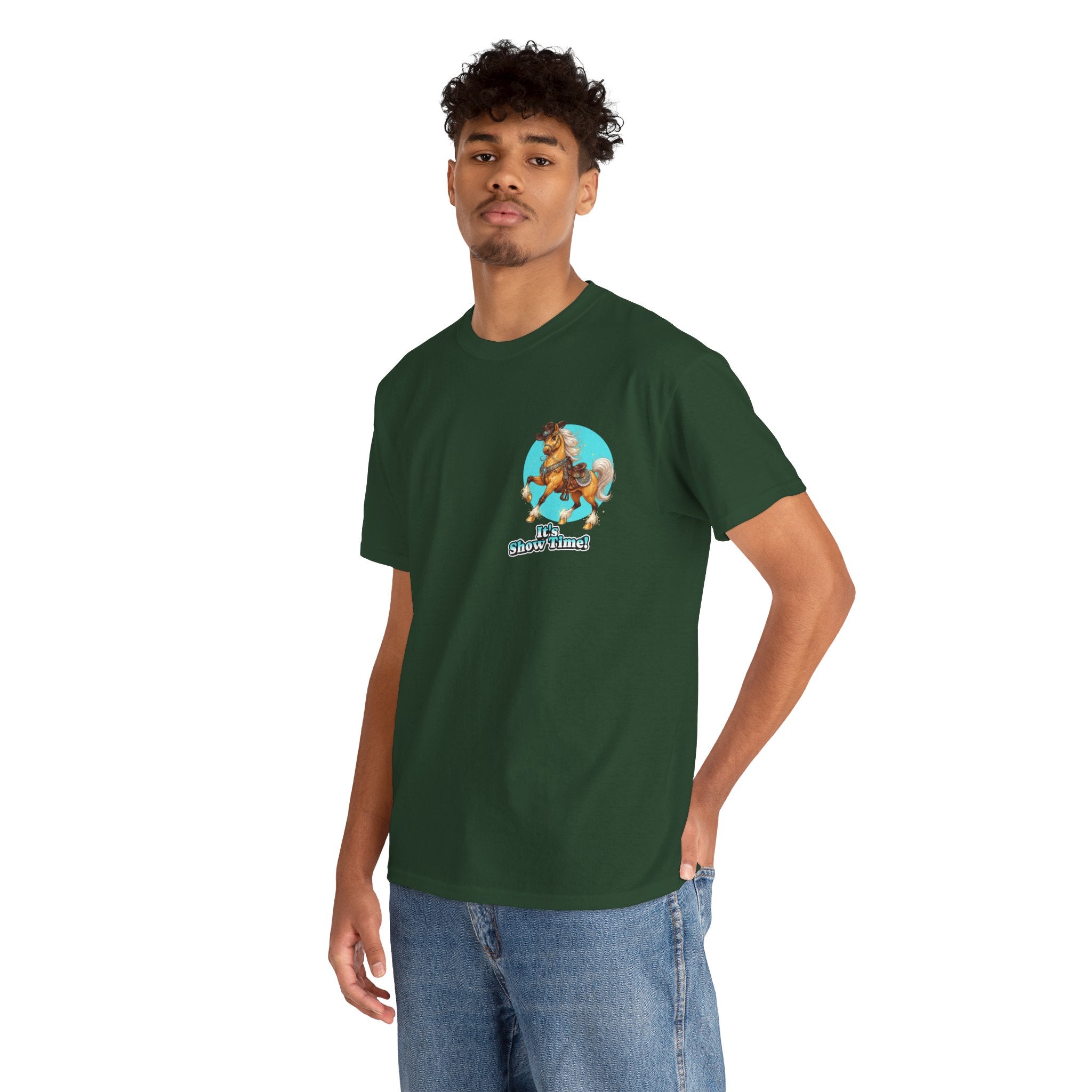 "It's Show Time!" Equestrian T-Shirt | Small Logo Horse Show Graphic Tee