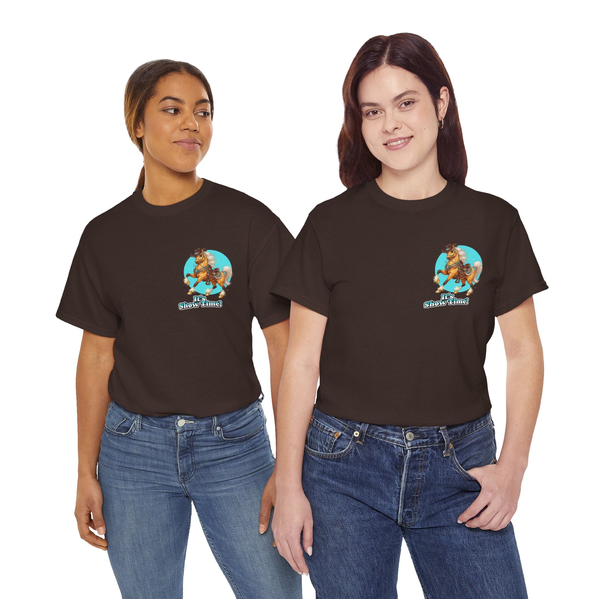 "It's Show Time!" Equestrian T-Shirt | Small Logo Horse Show Graphic Tee