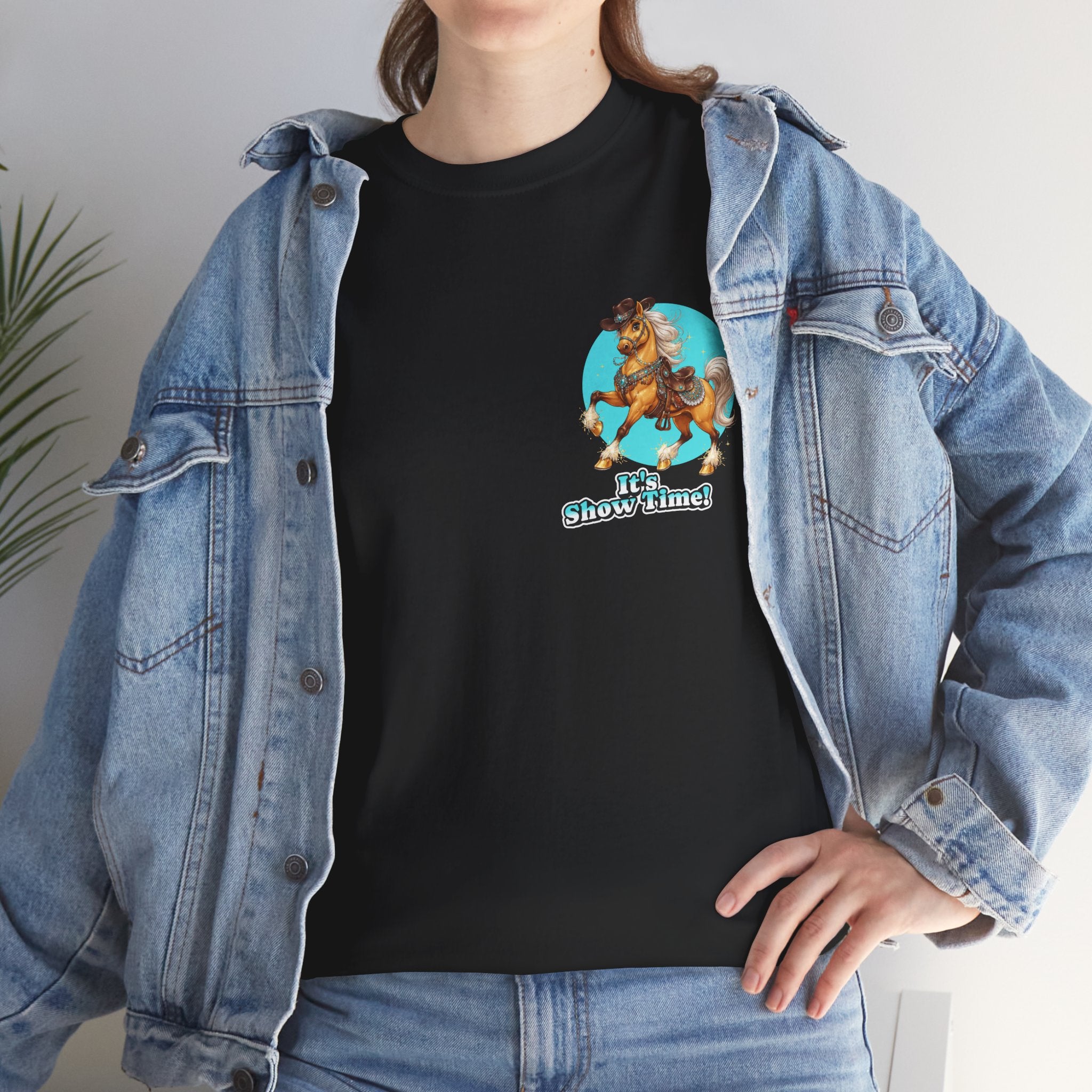 "It's Show Time!" Equestrian T-Shirt | Small Logo Horse Show Graphic Tee