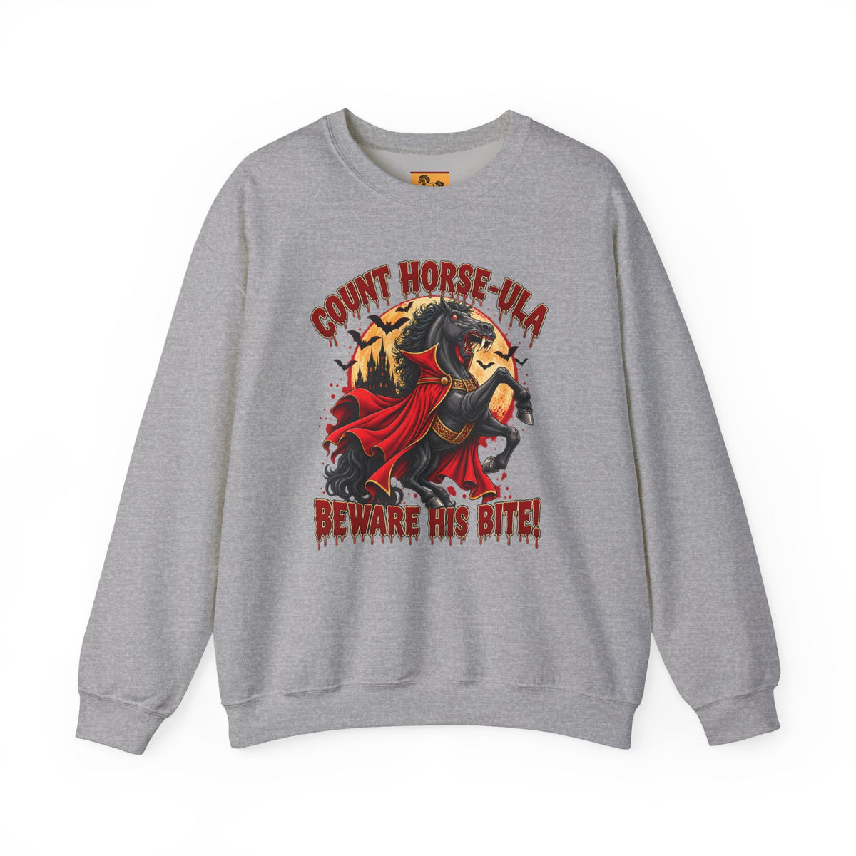 Count Horse-ula Halloween Sweatshirt Vampire Horse Crewneck, Beware His Bite