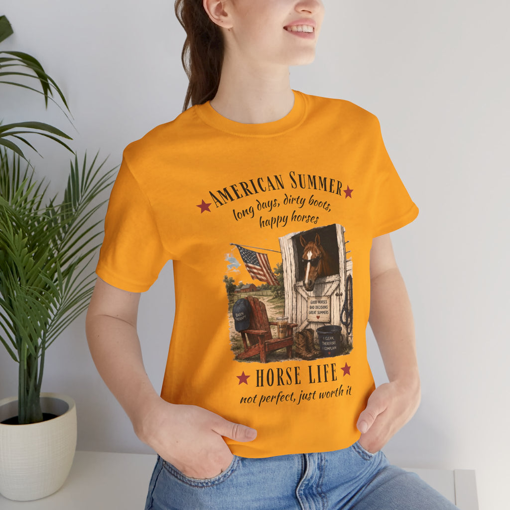Horse Life American Summer T-Shirt | Rustic Equestrian Vintage Tee