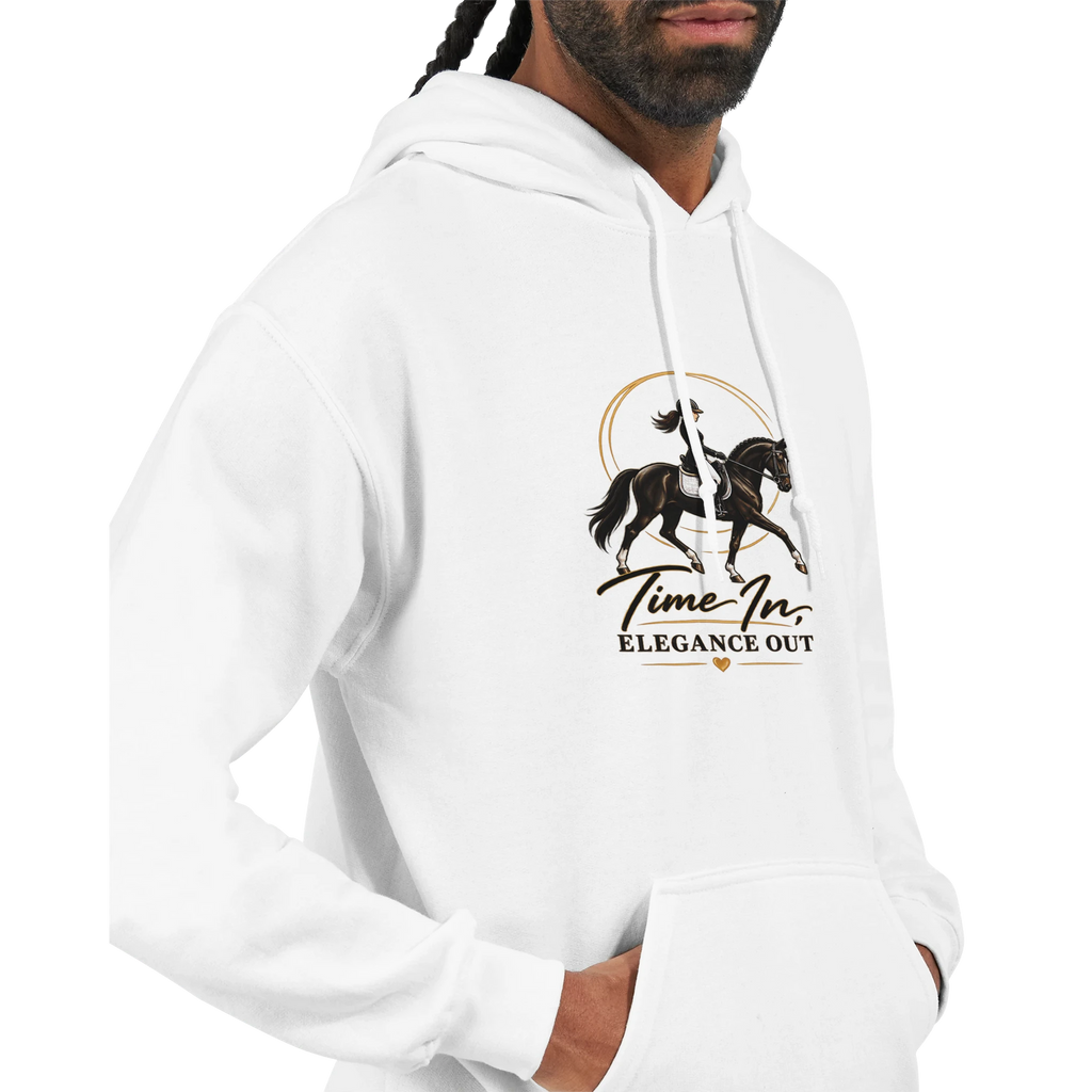 Time In, Elegance Out dressage hoodie by Hay There Horse Art, view 10
