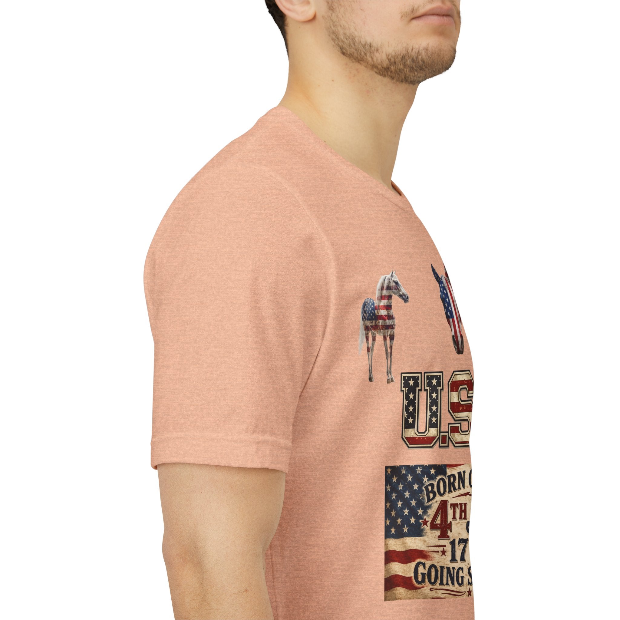 USA Born on the 4th of July 1776 Independence Day Patriotic T-Shirt | American Horse Tee