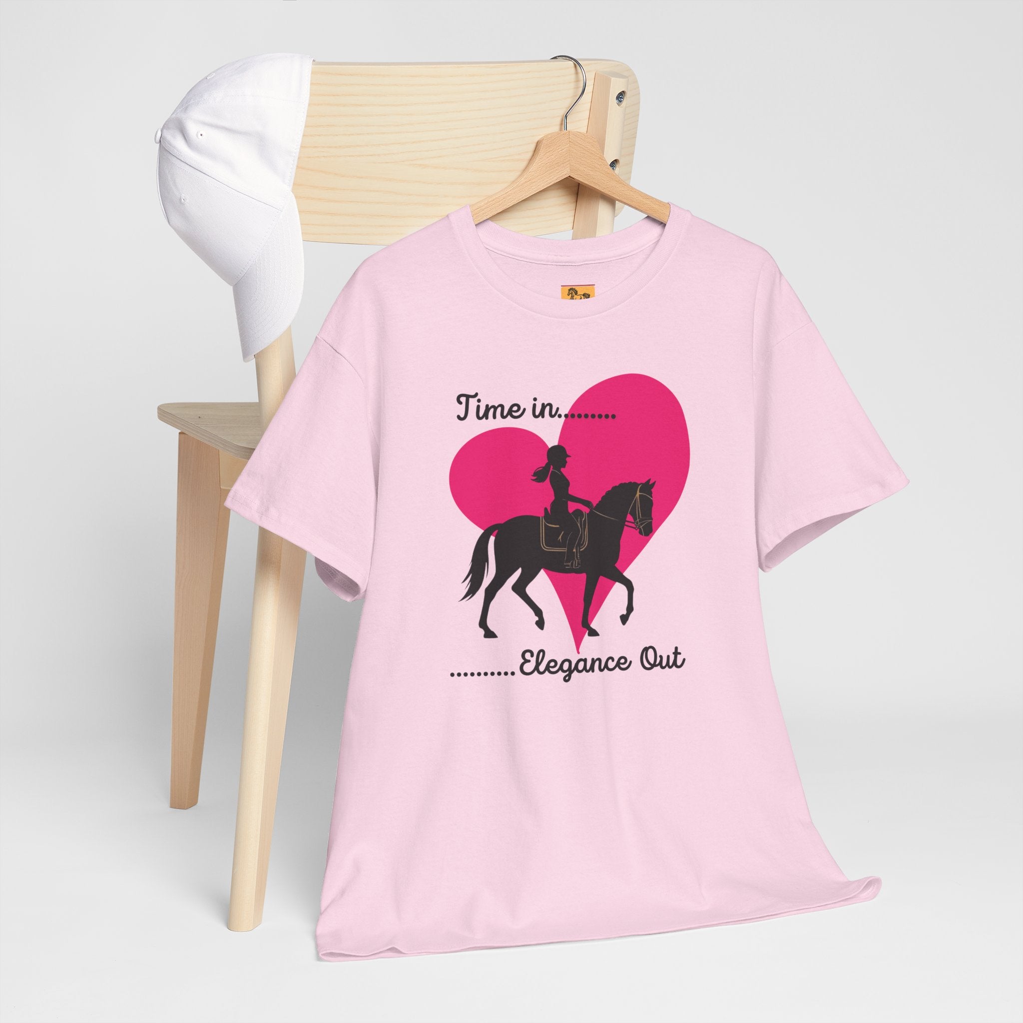 Time In, Elegance Out Equestrian T-Shirt Dressage & Horse Training Graphic Heart Tee