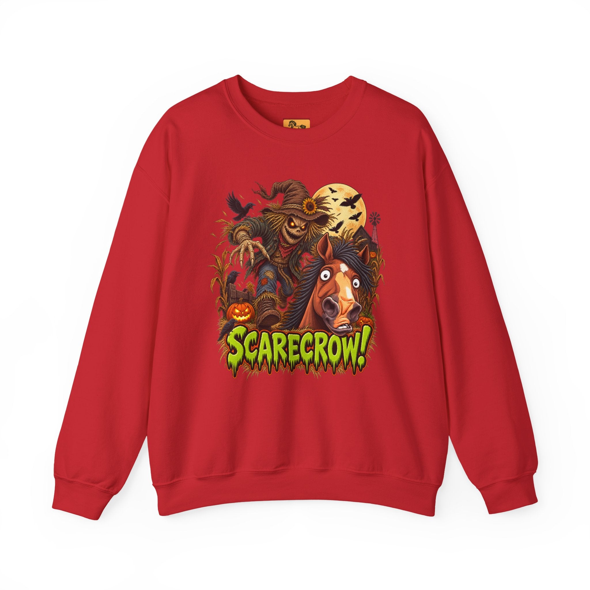 Scarecrow! Spooky Horse Halloween Sweatshirt, Funny Haunted Pony Crewneck