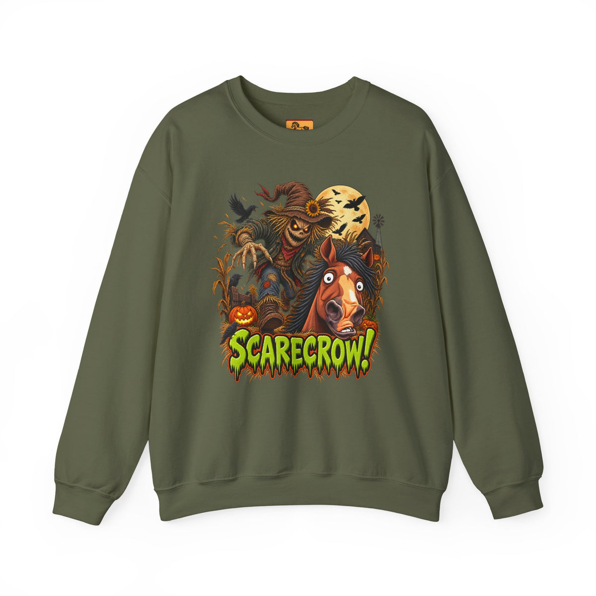 Scarecrow! Spooky Horse Halloween Sweatshirt, Funny Haunted Pony Crewneck