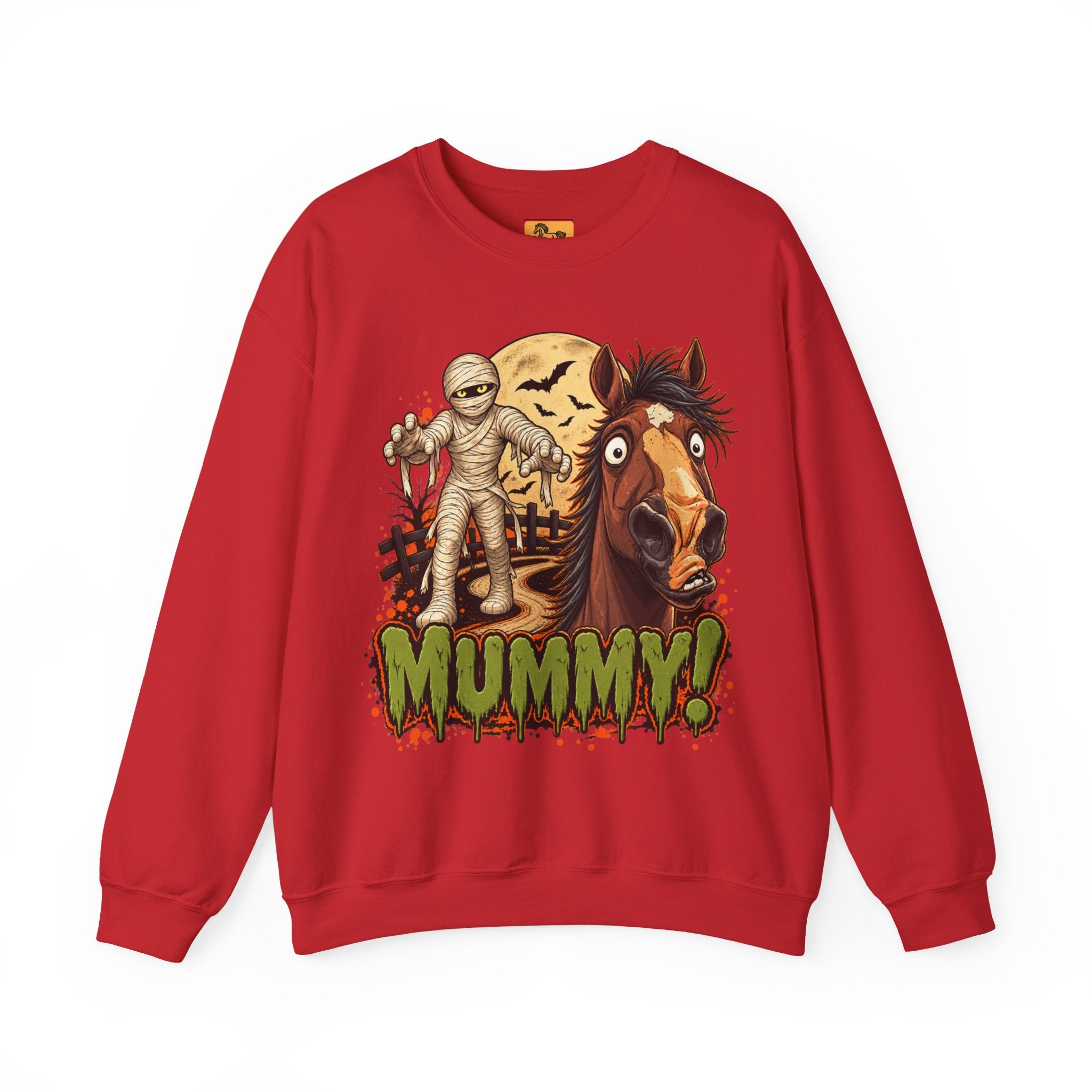Mummy! Spooky Horse Halloween Sweatshirt Funny Haunted Pony Crewneck