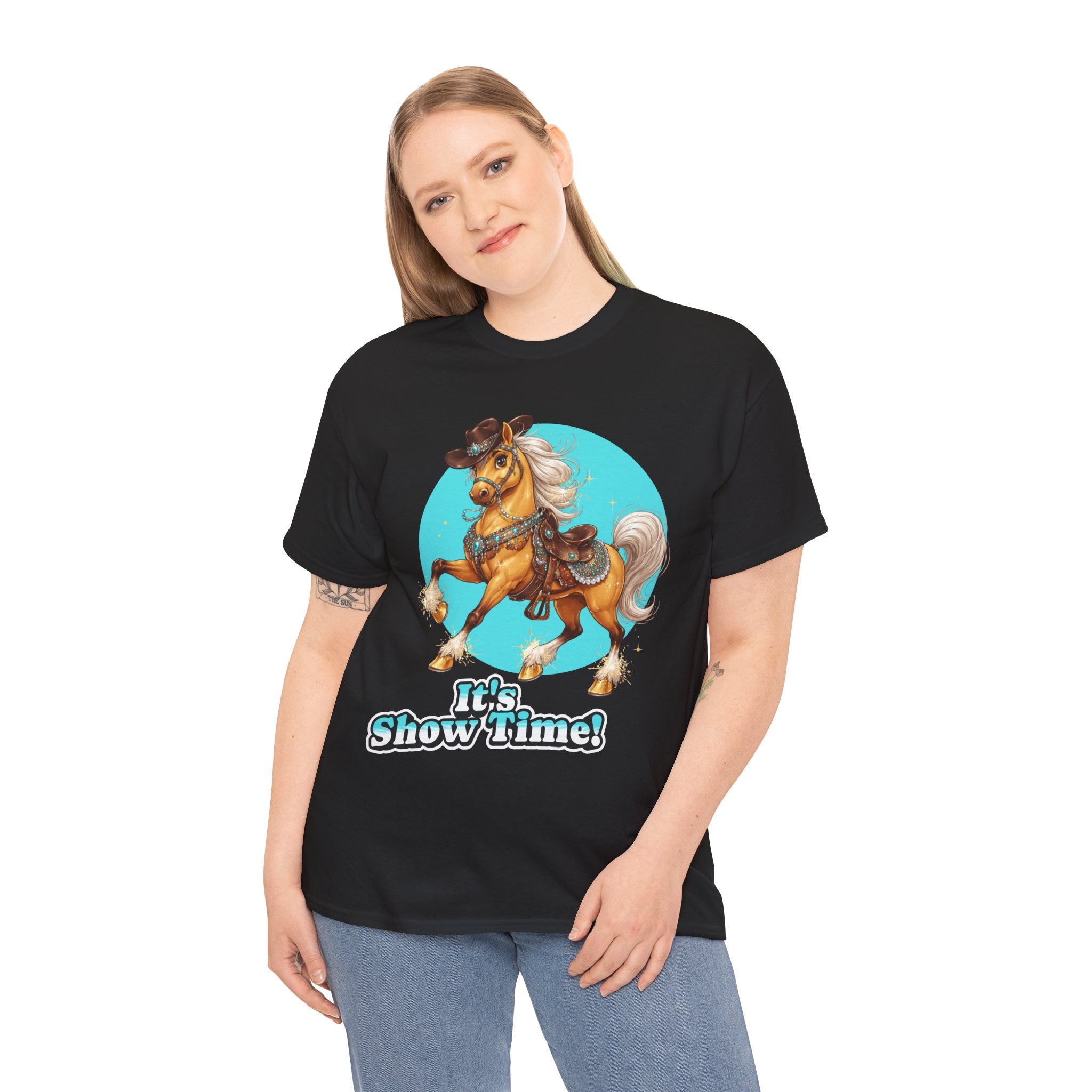 "It's Show Time!" Equestrian T-Shirt | Large Logo Horse Fun Graphic Tee