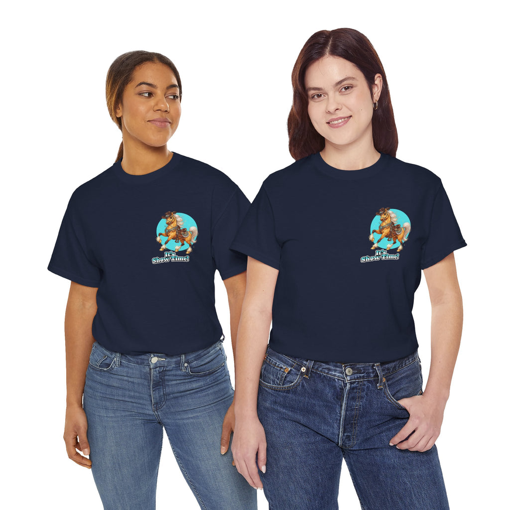"It's Show Time!" Equestrian T-Shirt | Small Logo Horse Show Graphic Tee