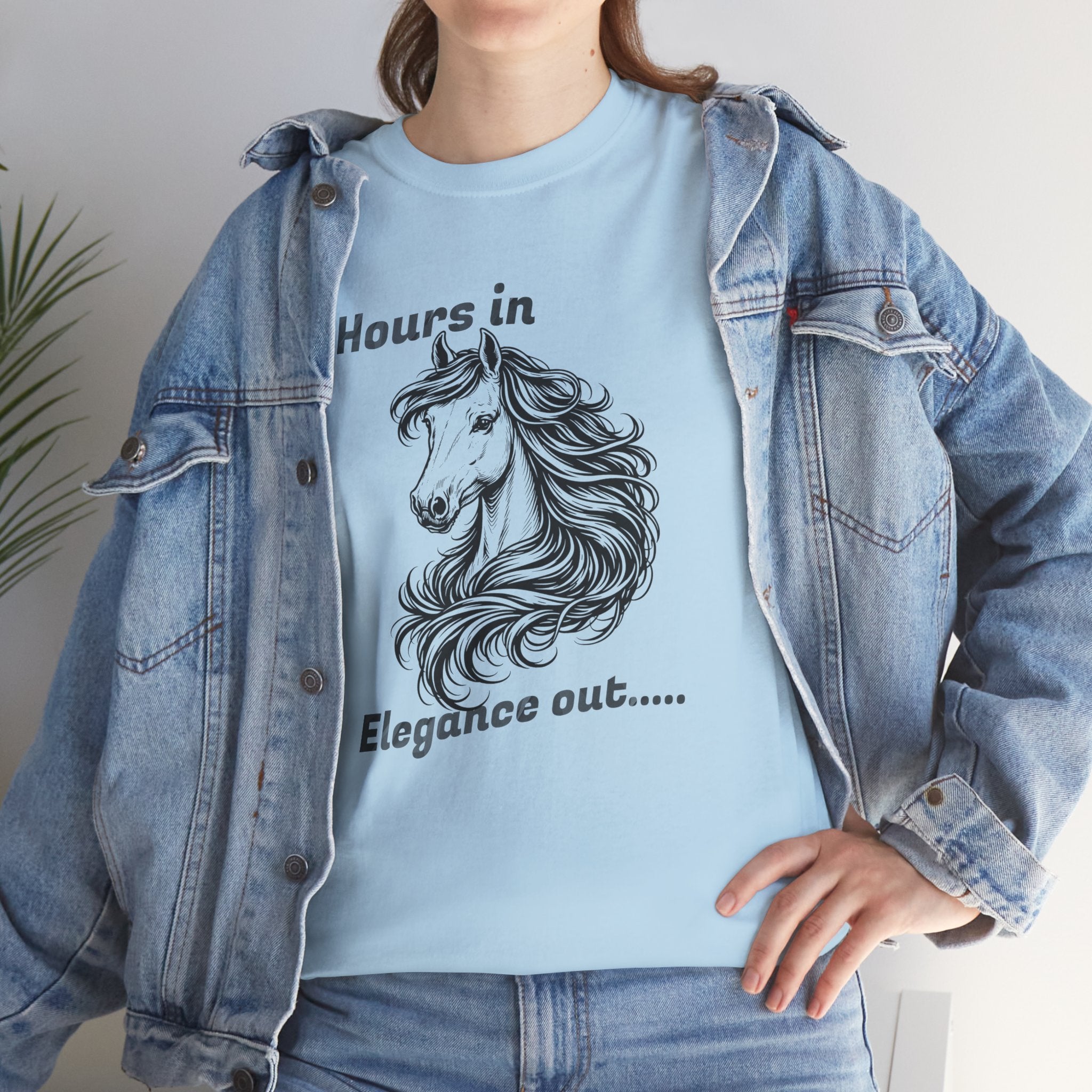 Hours in Elegance Out Equestrian T-Shirt Elegant Horse Training & Dressage Graphic Tee
