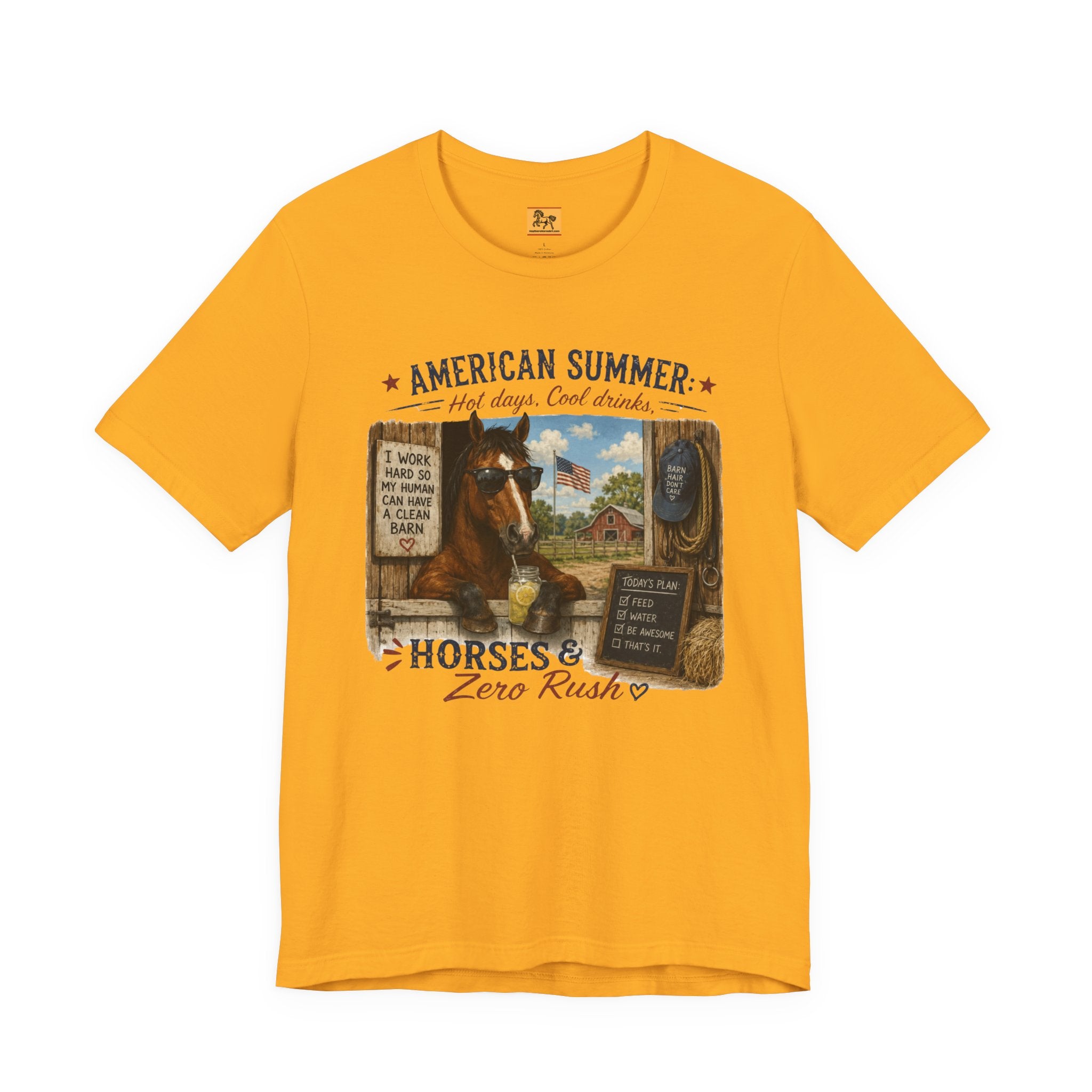 American Summer Horses T-Shirt | "Horses & Zero Rush" Vintage Farm Tee