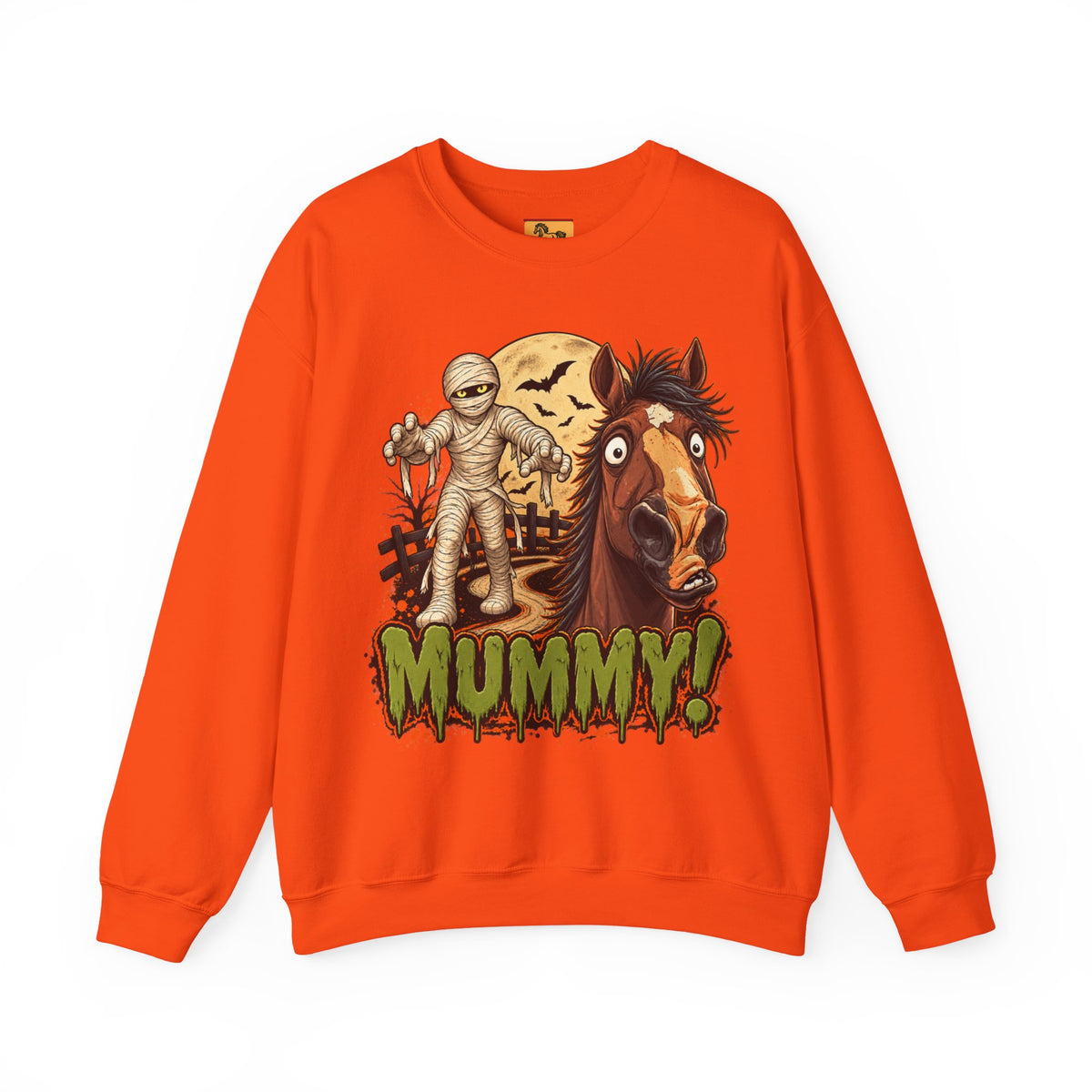 Mummy! Spooky Horse Halloween Sweatshirt Funny Haunted Pony Crewneck