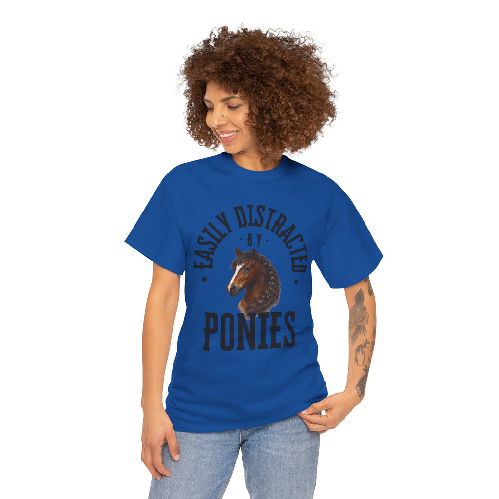 "Easily Distracted by Ponies" Equestrian T-Shirt | Funny Horse Lover Tee