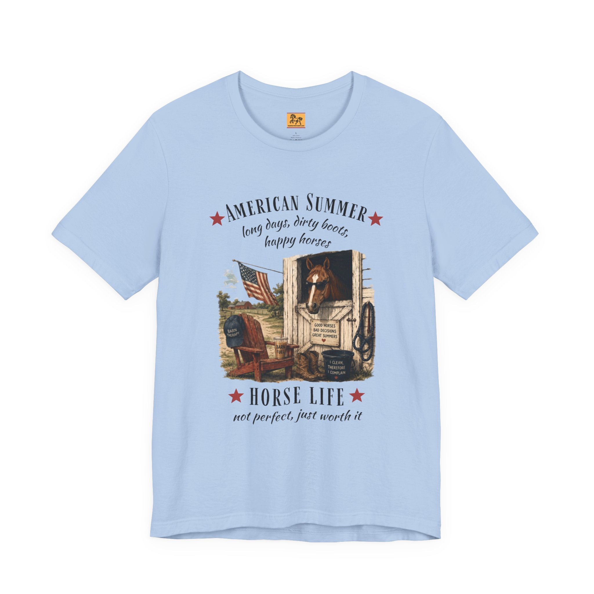 Horse Life American Summer T-Shirt | Rustic Equestrian Vintage Tee
