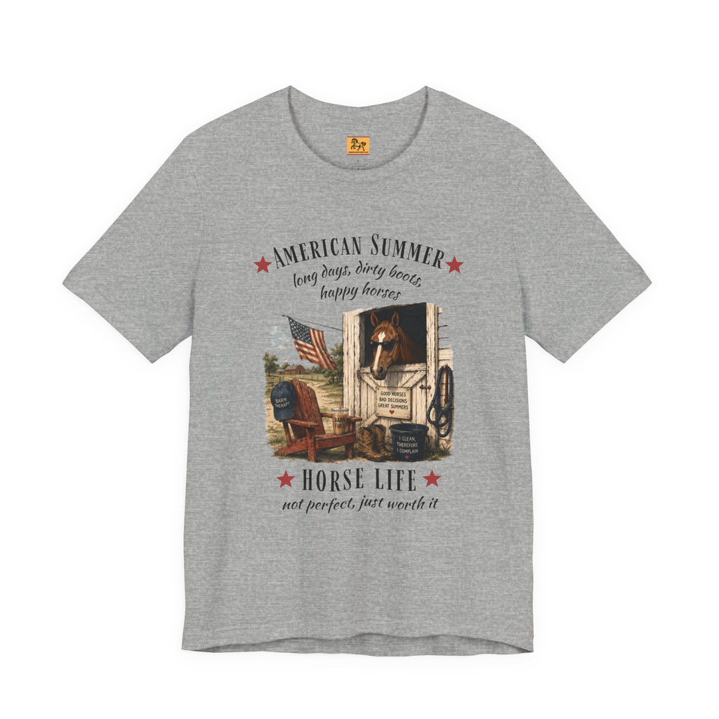 Horse Life American Summer T-Shirt | Rustic Equestrian Vintage Tee
